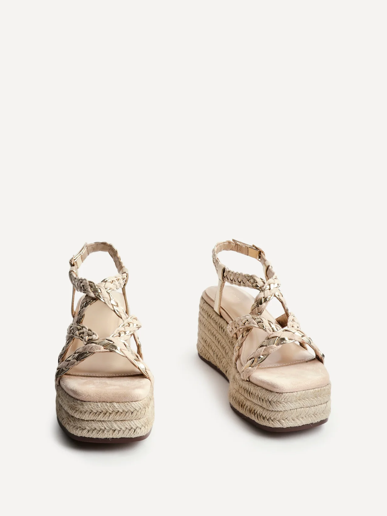 Mimosa Nude Plaited Flatform Wedged Sandals - Image 3