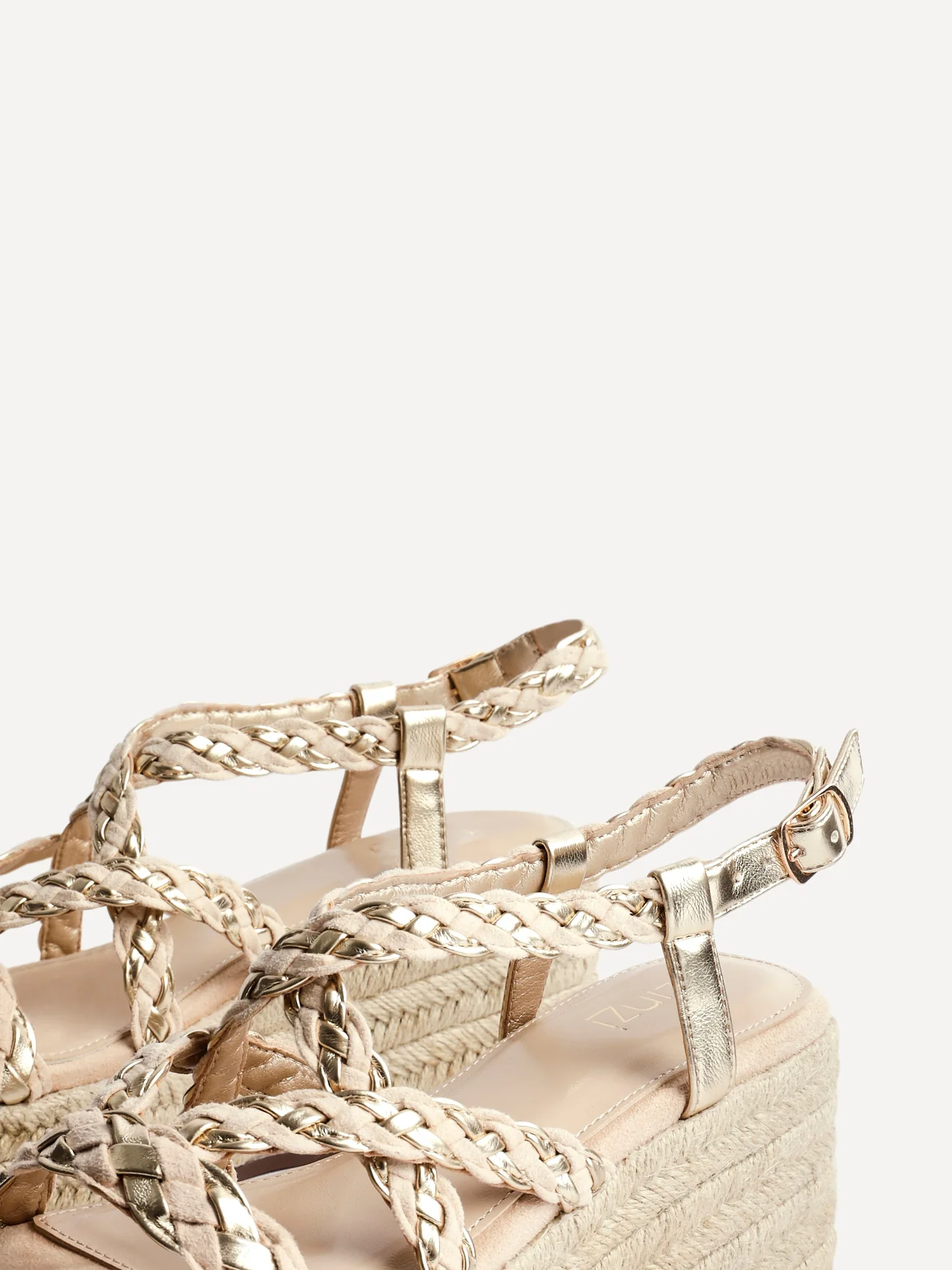 Mimosa Nude Plaited Flatform Wedged Sandals - Image 4