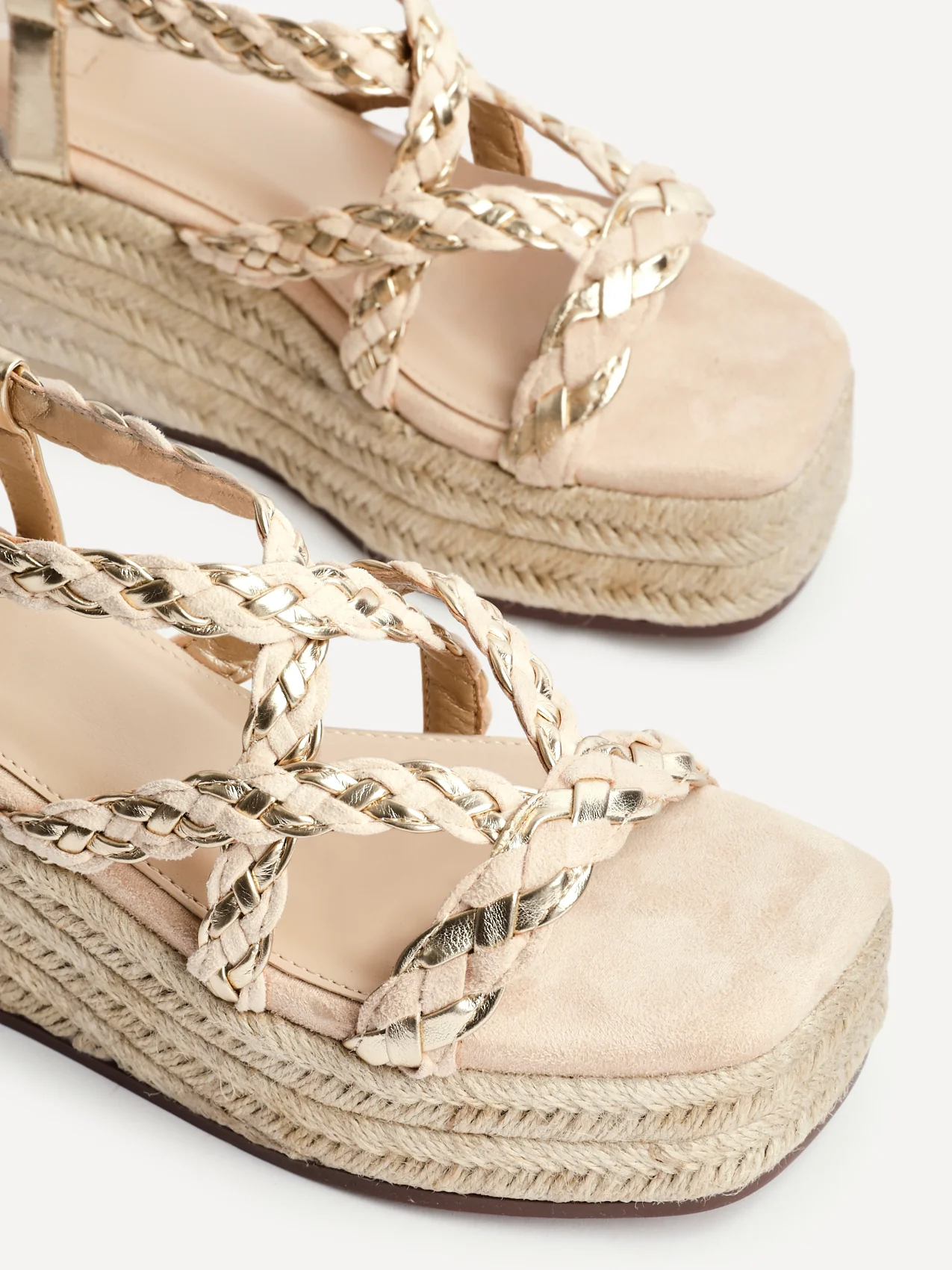 Mimosa Nude Plaited Flatform Wedged Sandals - Image 5