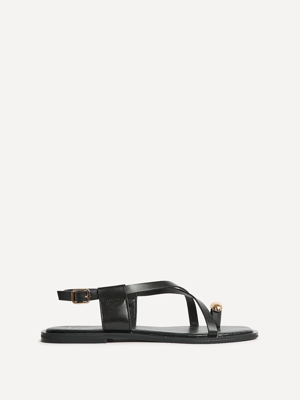 Mist Black Toe Ring Flat Sandals - Image 2