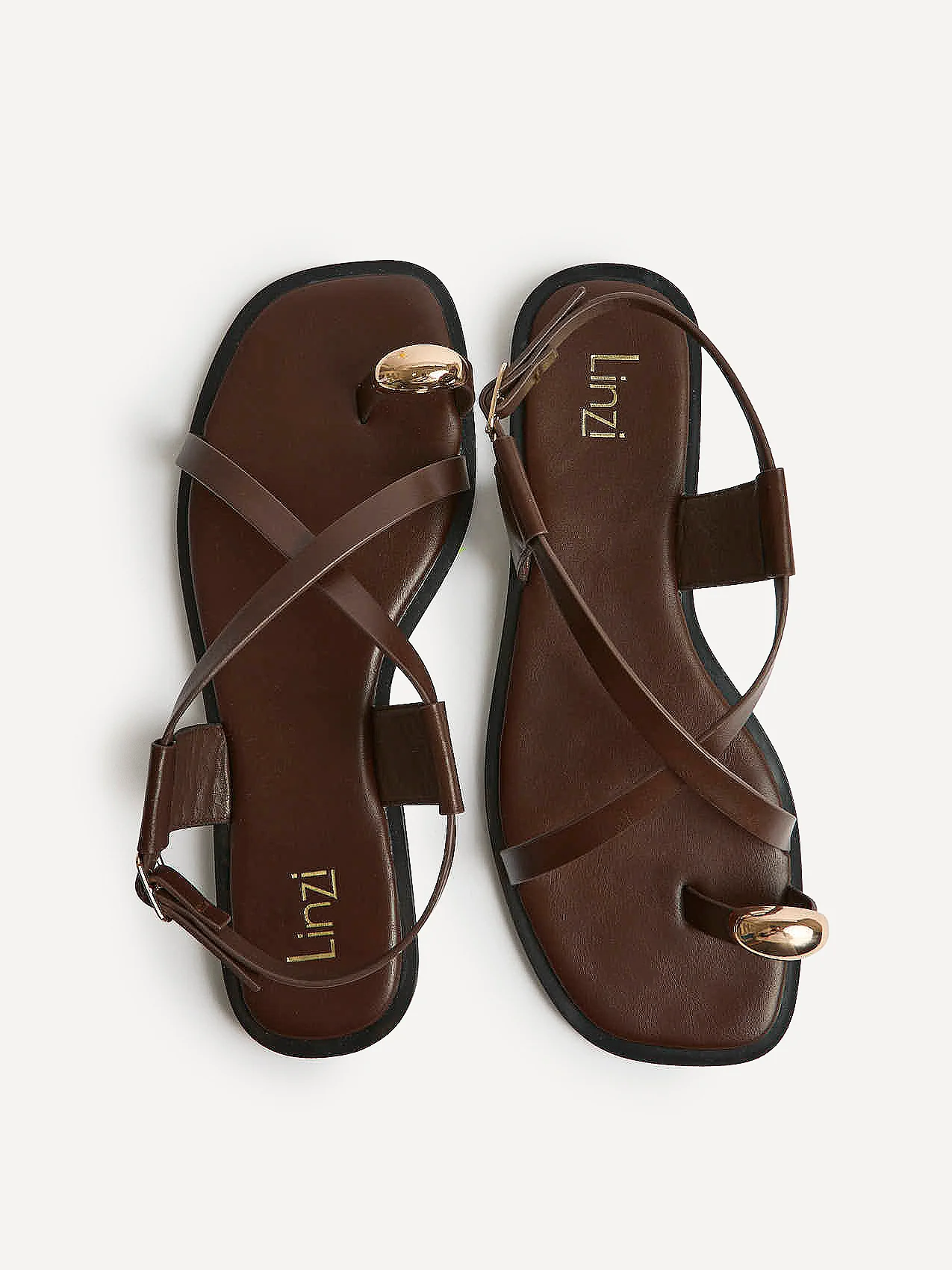 Mist Brown Toe Ring Flat Sandals - Image 5