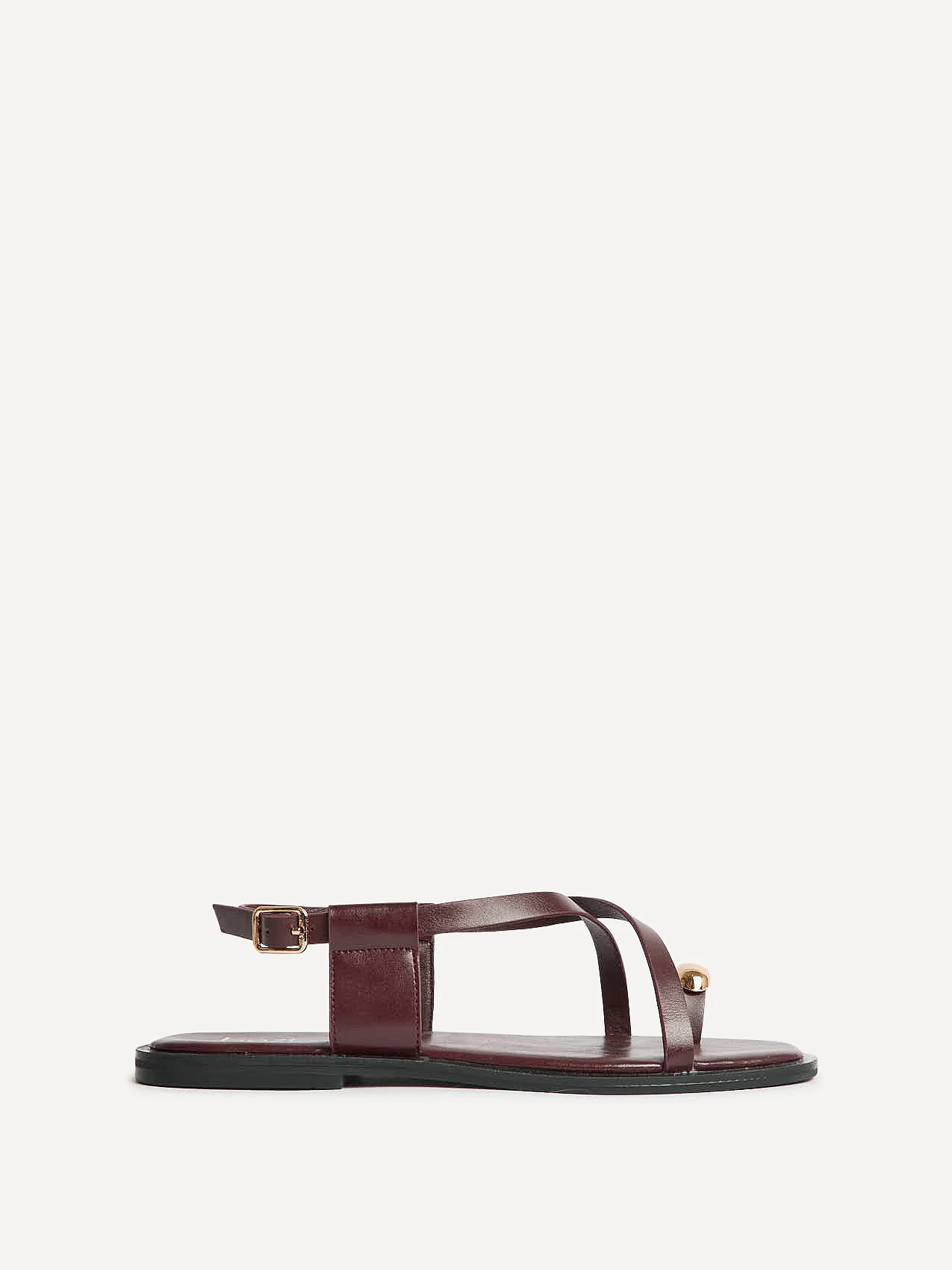 Mist Burgundy Toe Ring Flat Sandals - Image 2