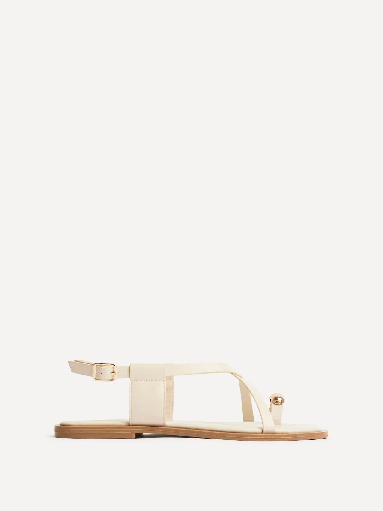 Mist Ivory Toe Ring Flat Sandals - Image 2