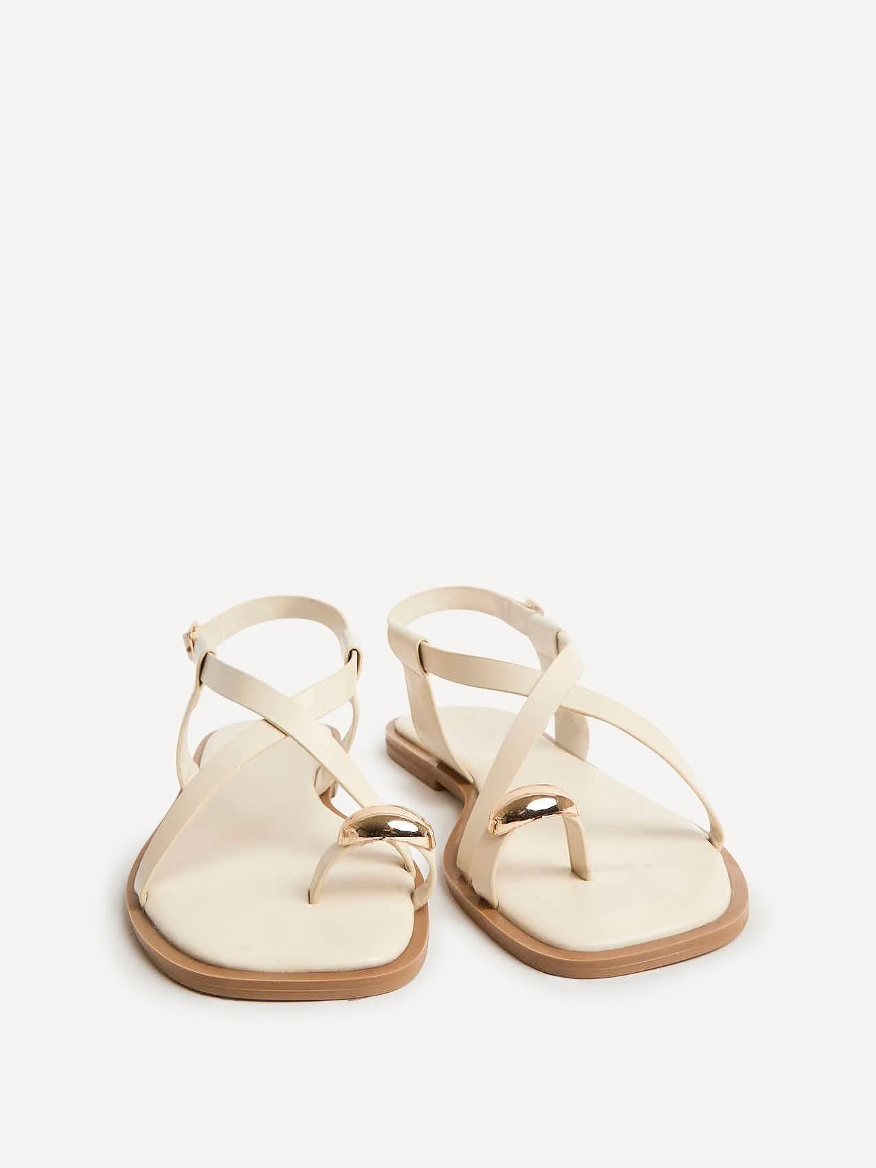 Mist Ivory Toe Ring Flat Sandals - Image 3