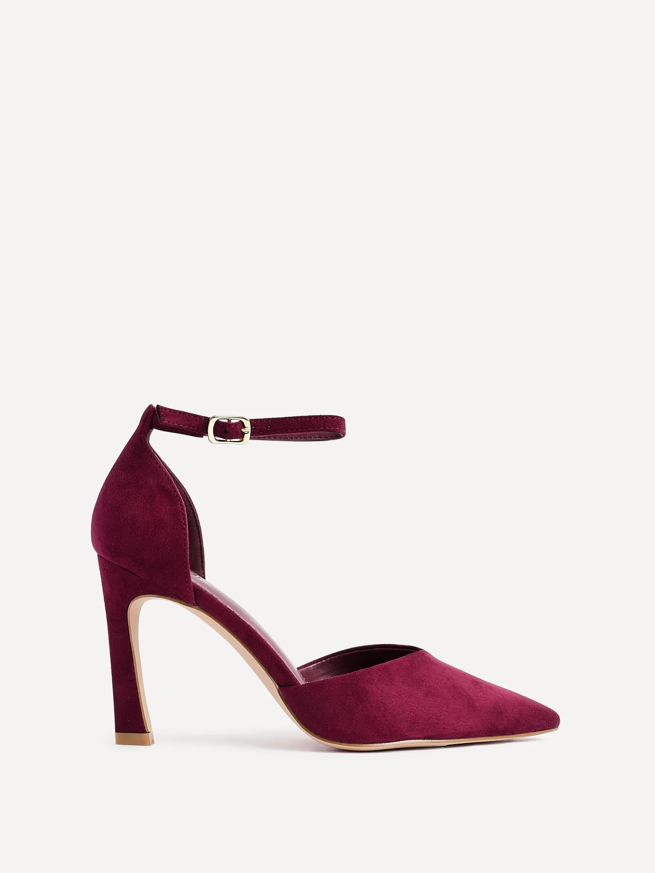 Moira Burgundy Faux Suede V Cut Court Heels - Image 2