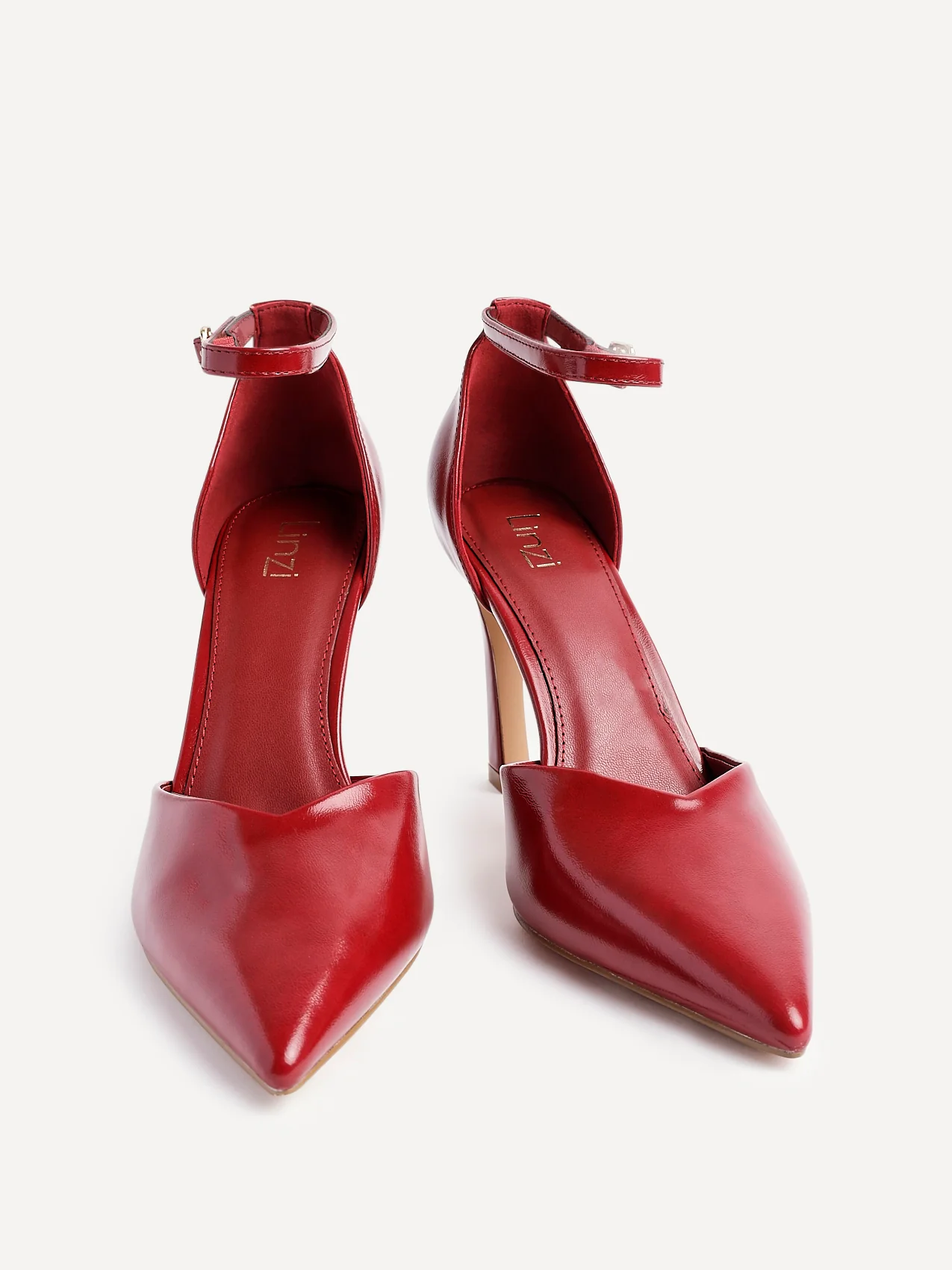 Moira Red Faux Leather V Cut Court Heelsv - Image 3