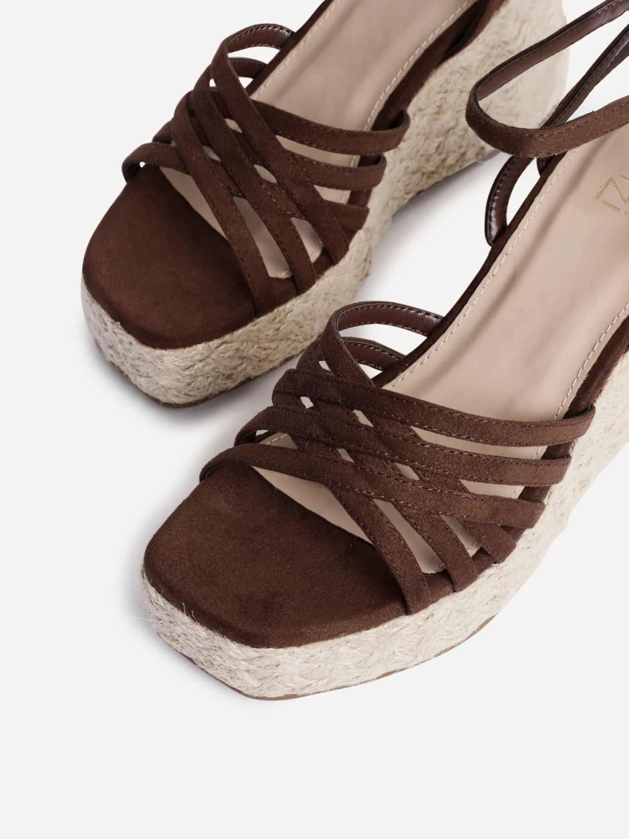 Moment Brown Faux Suede Wedge Sandals - Image 5