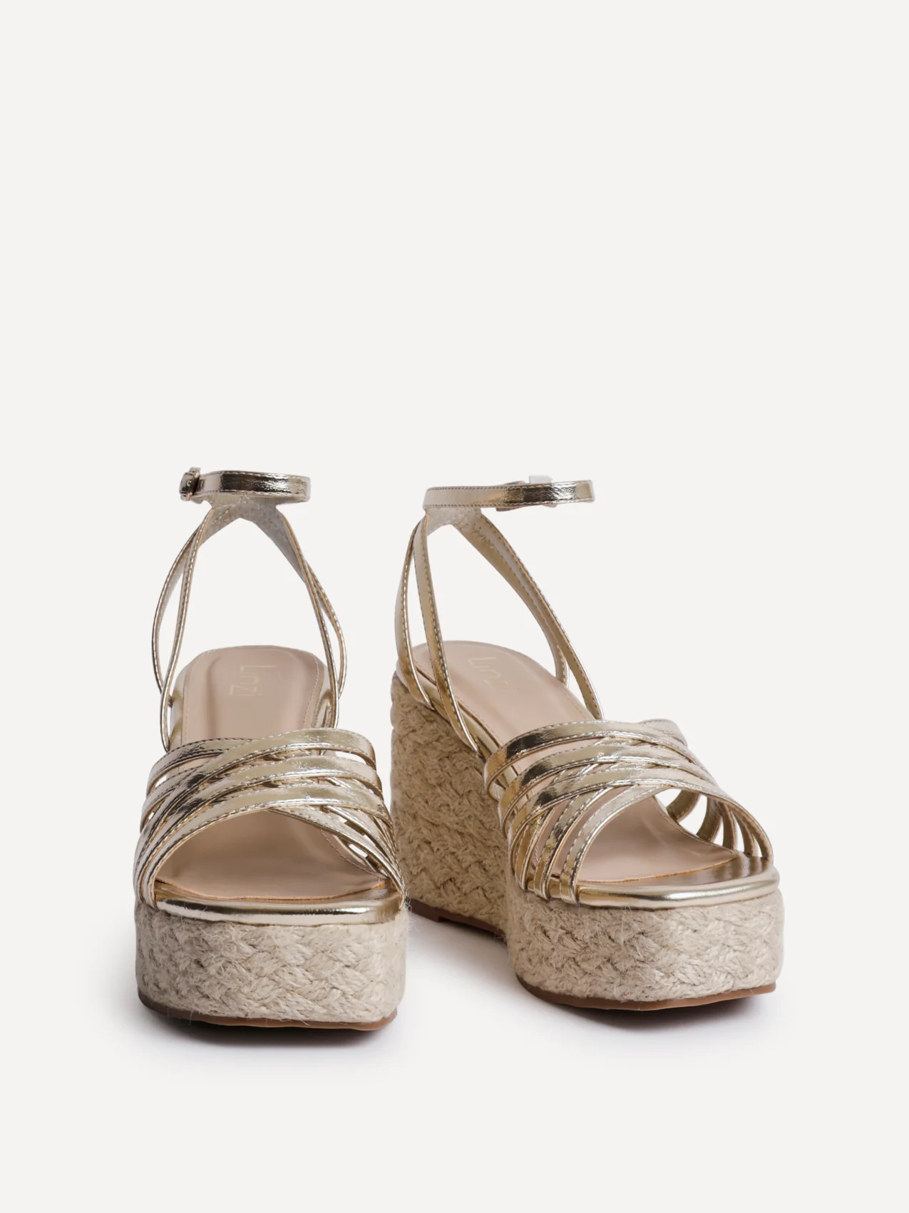 Moment Gold Faux Leather Wedge Sandals - Image 3