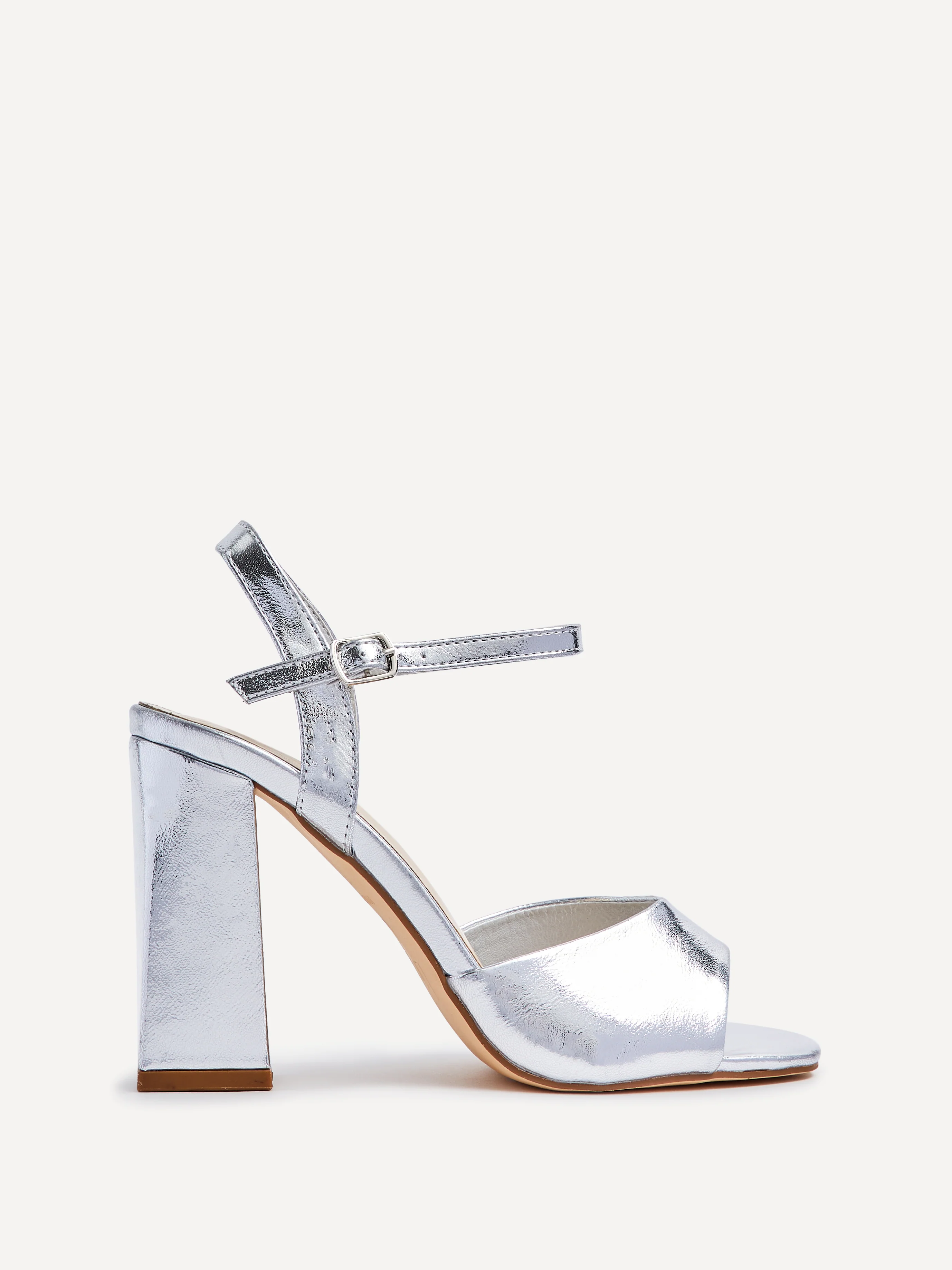 Monroe Wide Fit Silver Block Heels - Image 2