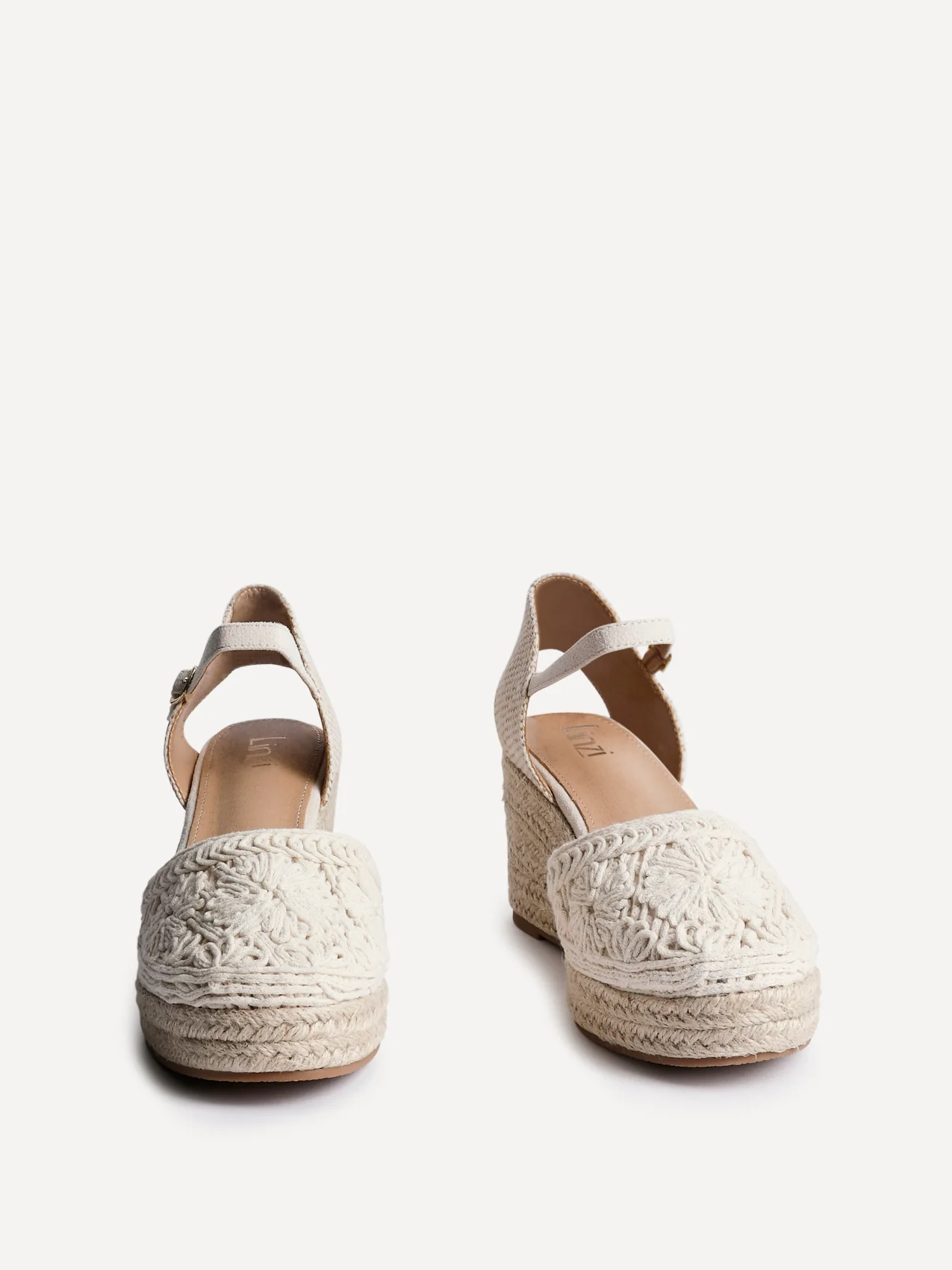 Mystic Beige Embroidered Espadrille Wedges - Image 3