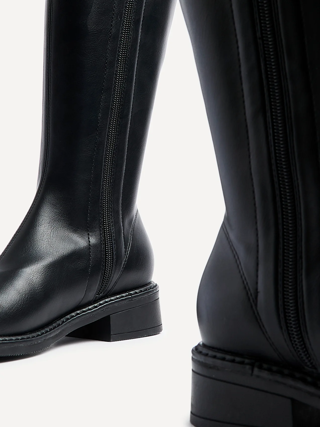 Nadine Black Faux Leather Long Boots - Image 4