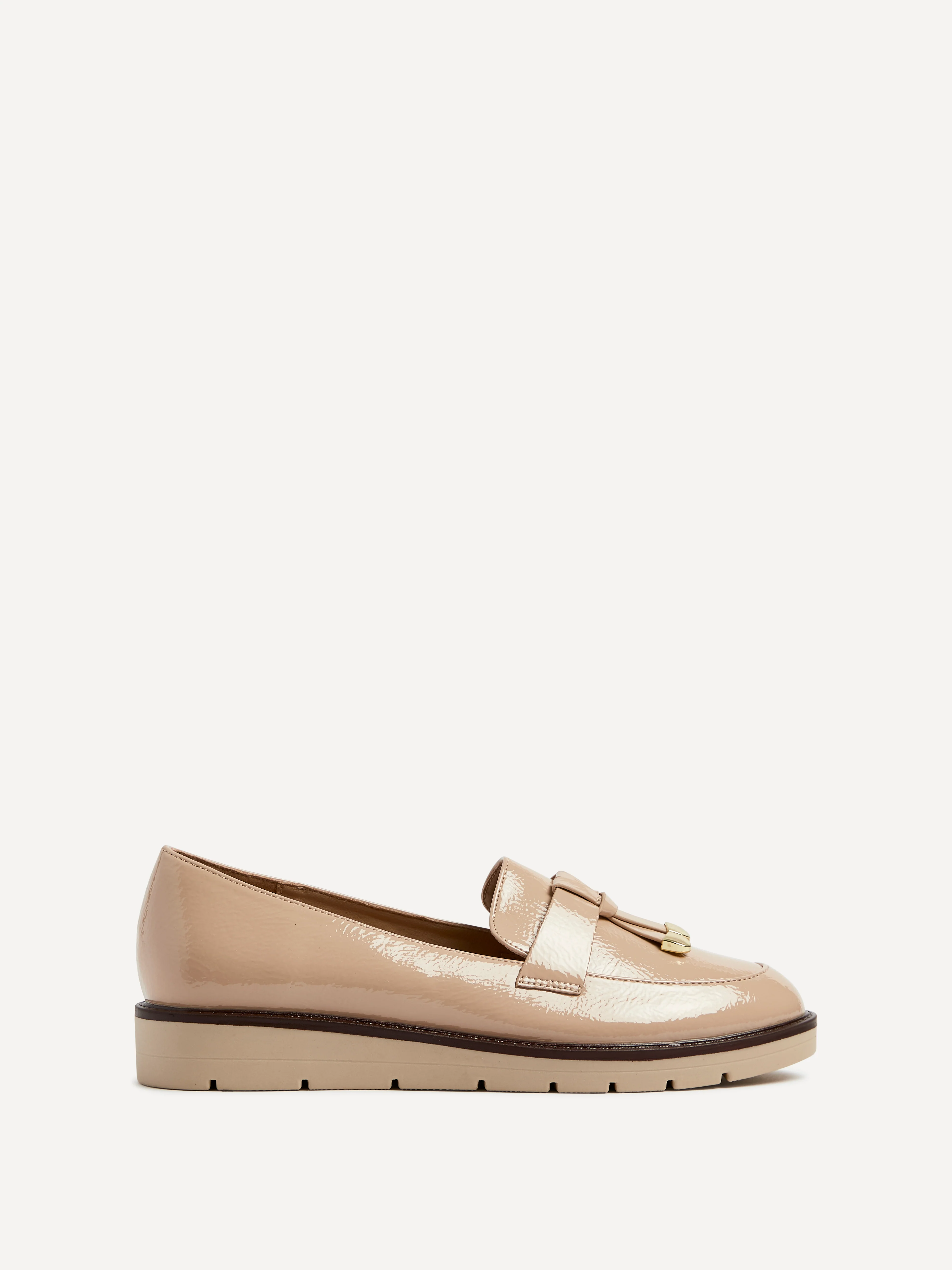 Nancy Mocha Patent Faux Leather Loafers - Image 2