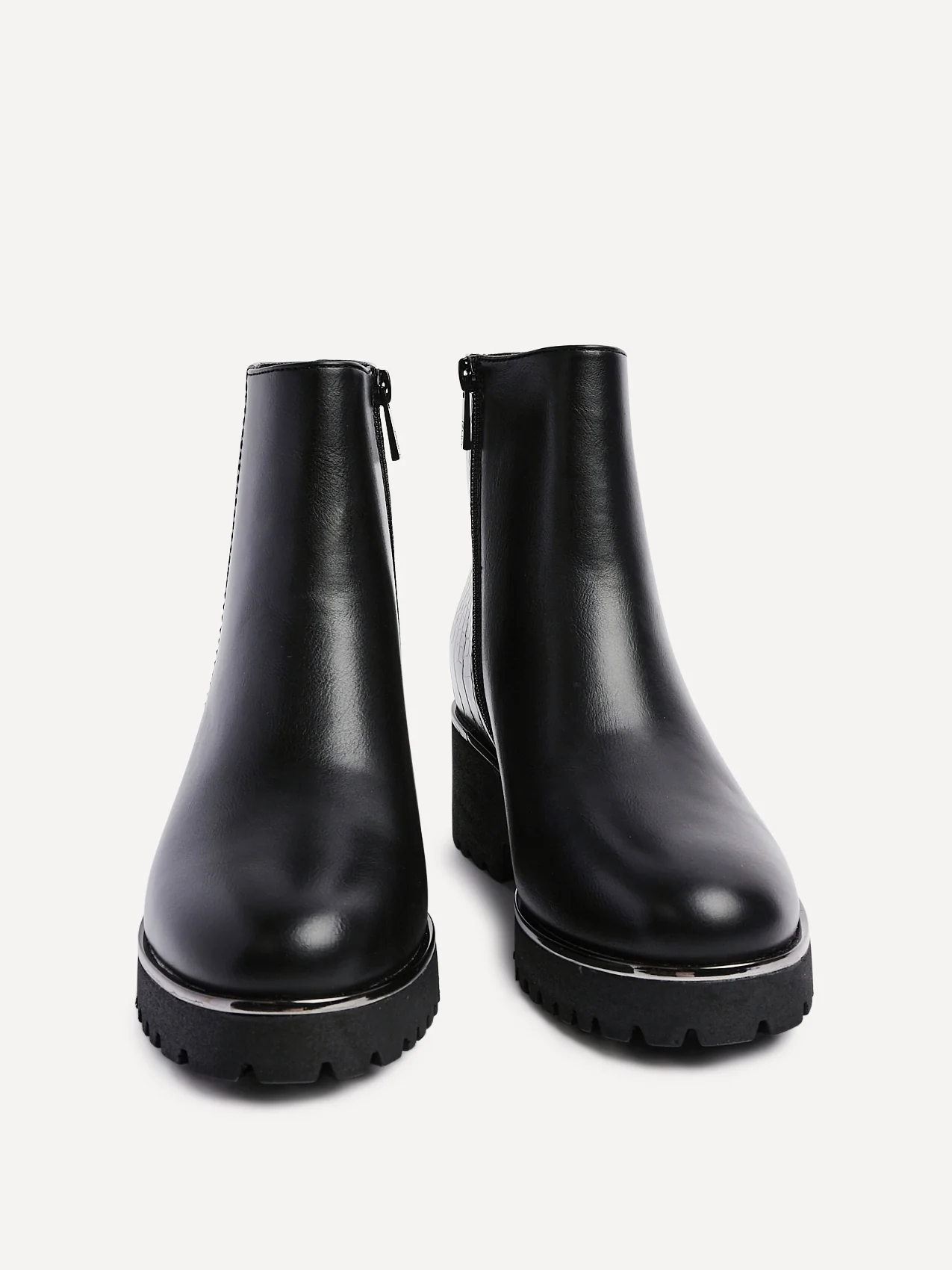 Navigate Black Croc Wedge Ankle Boots - Image 3