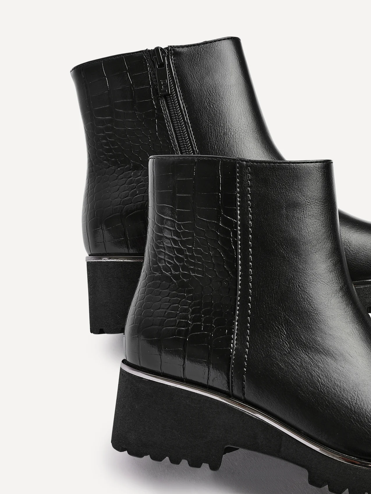 Navigate Black Croc Wedge Ankle Boots - Image 4
