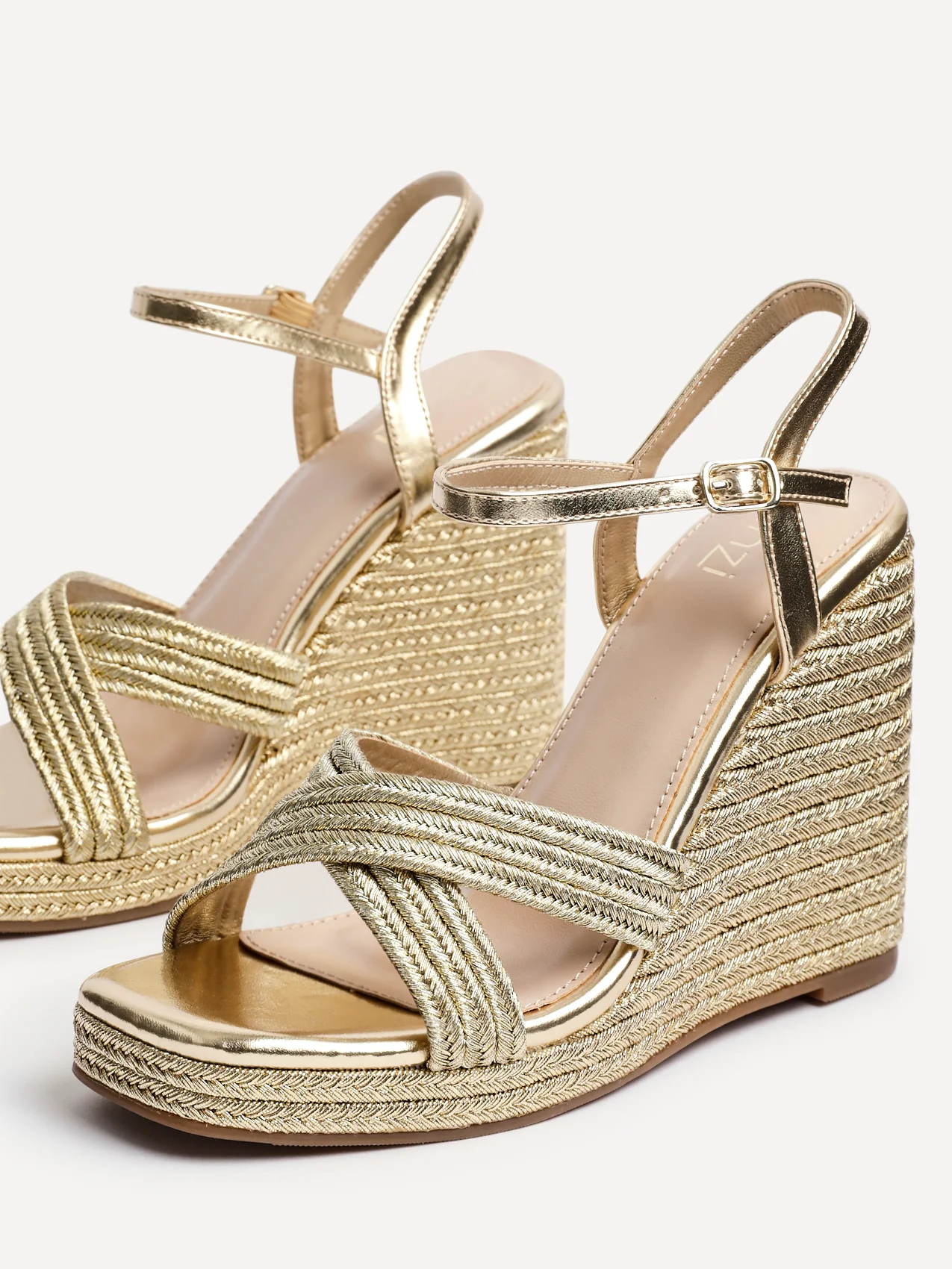 Nikki Gold Crossover Rope Wedges - Image 4