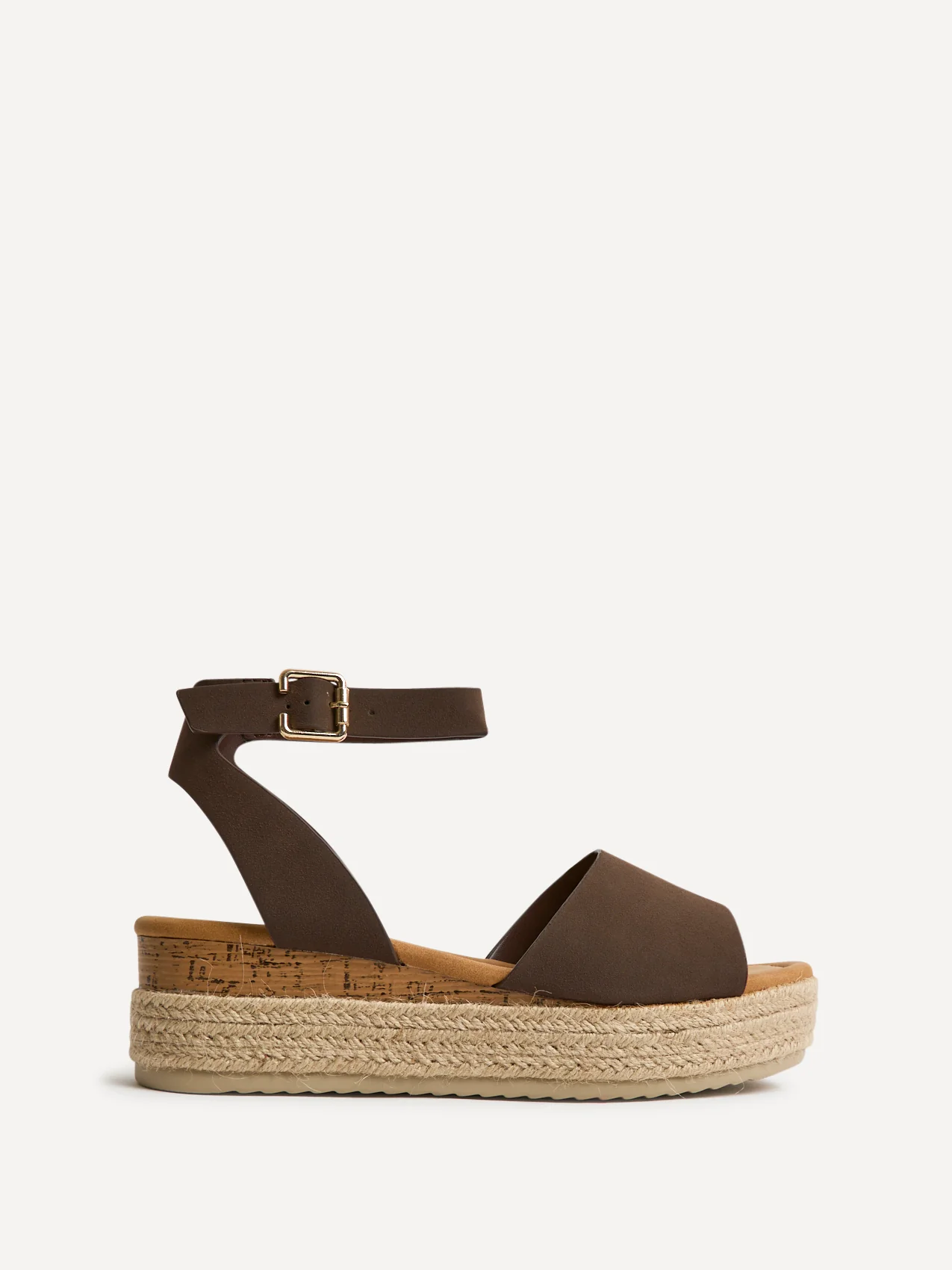 Nirvana Brown Nubuck Flatform Sandals - Image 2