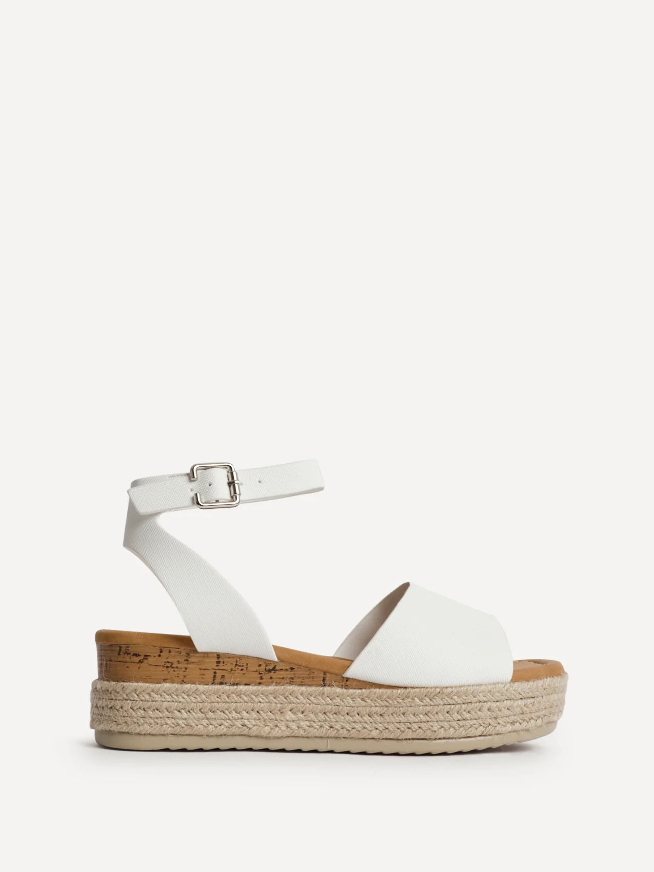 Nirvana White Nubuck Flatform Sandals - Image 2
