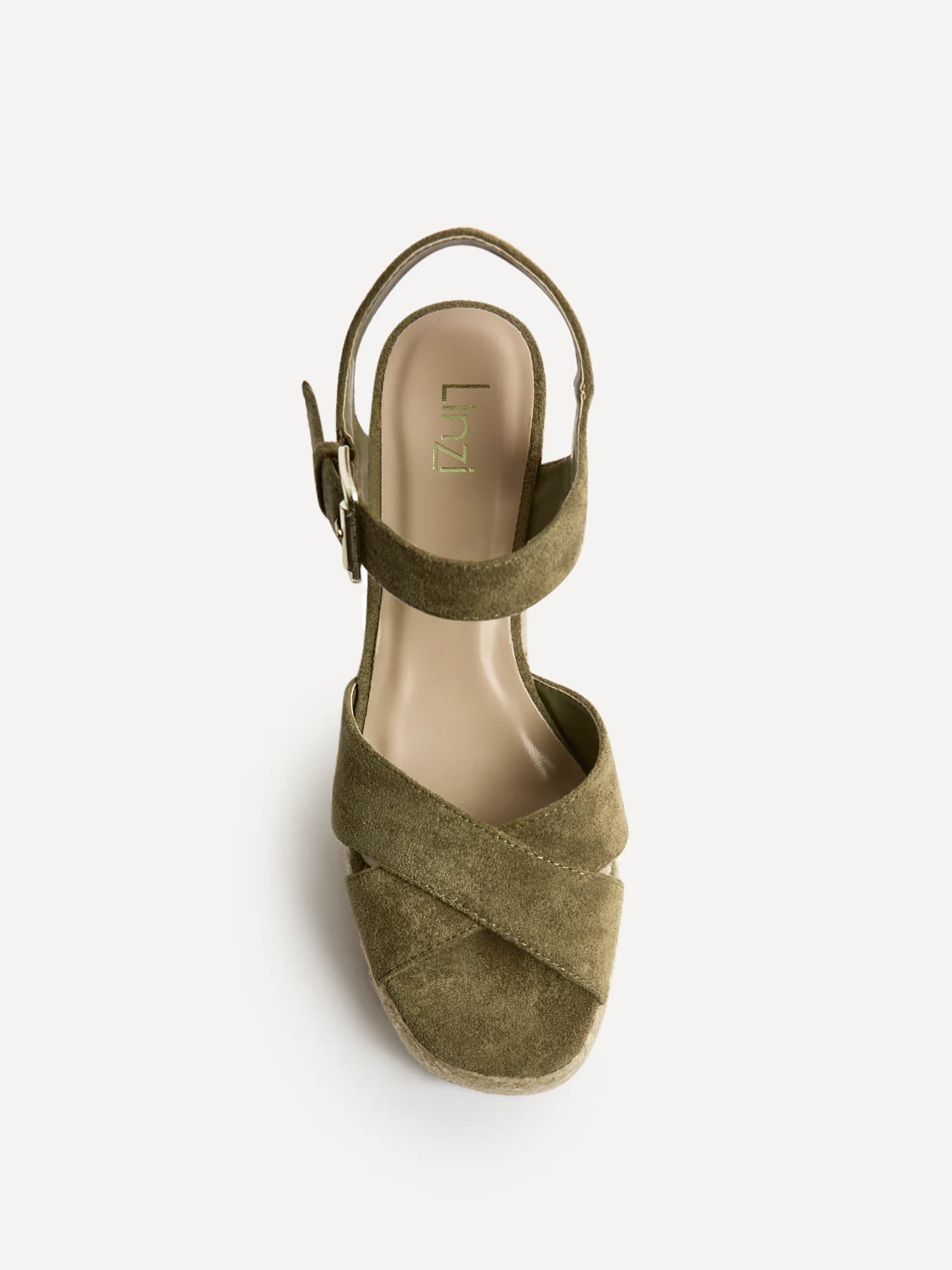 Noah Khaki Crossover Wedge Sandals - Image 4