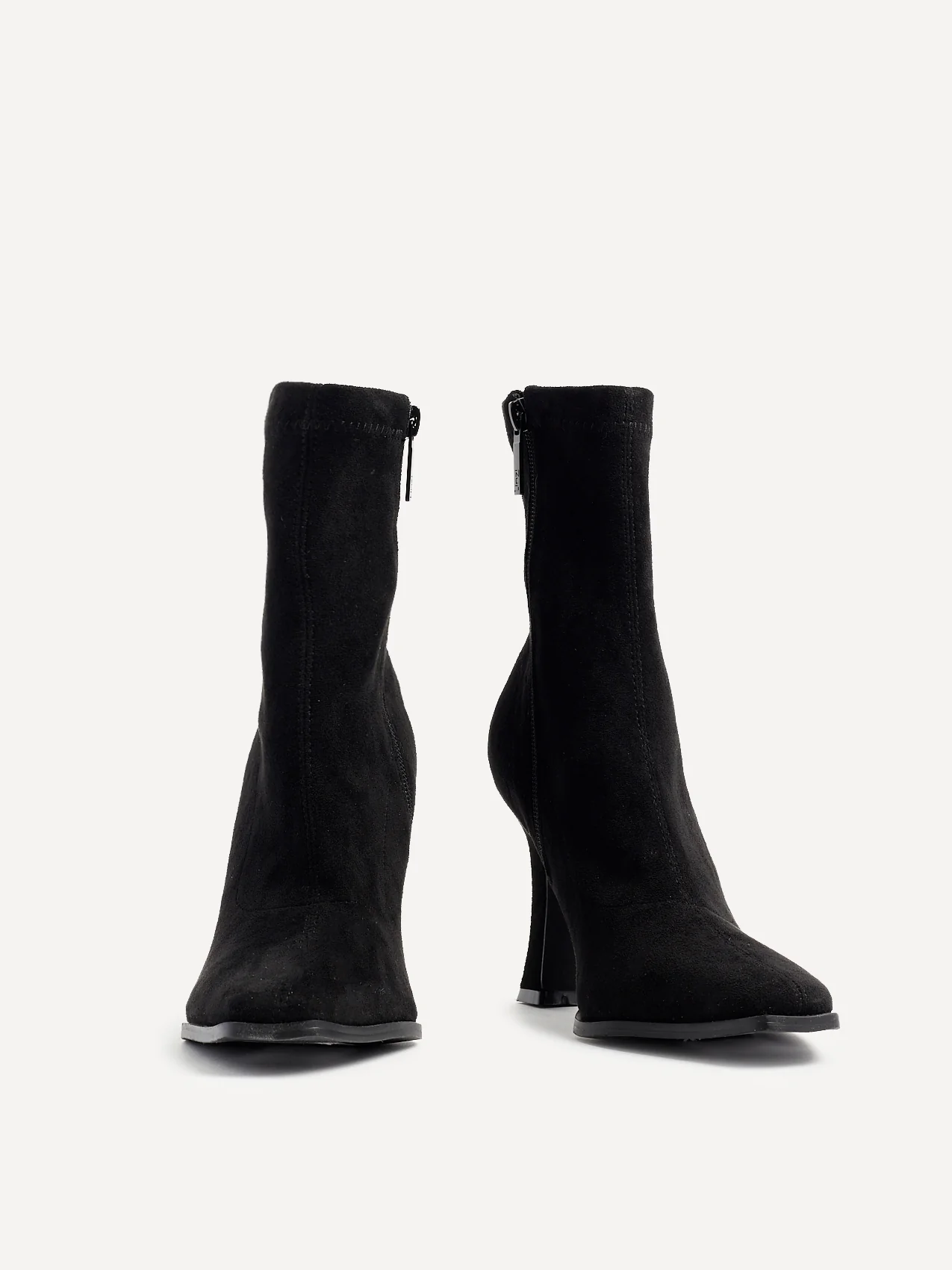 Noelle Black Faux Suede Heeled Sock Boots - Image 3