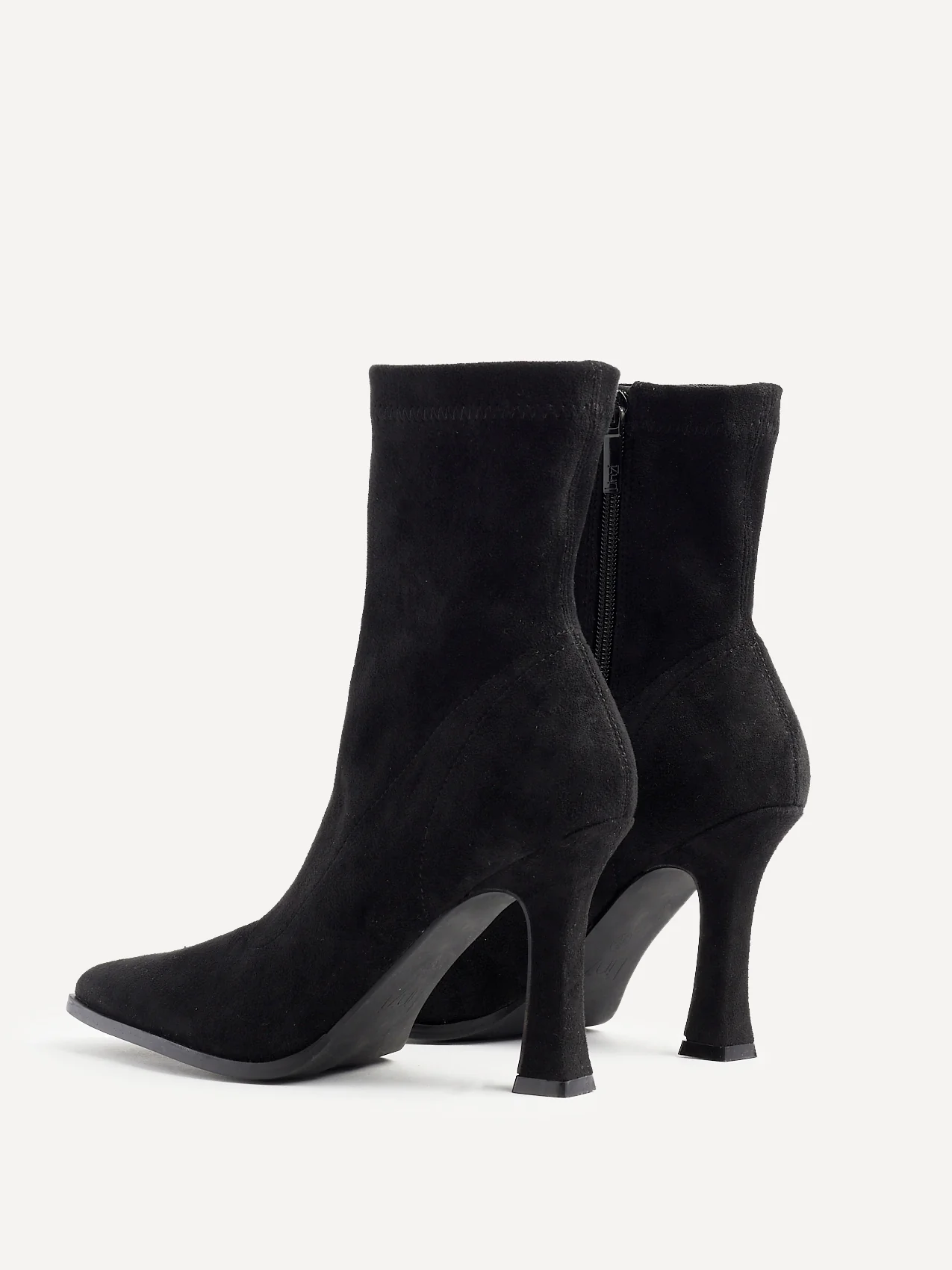 Noelle Black Faux Suede Heeled Sock Boots - Image 5