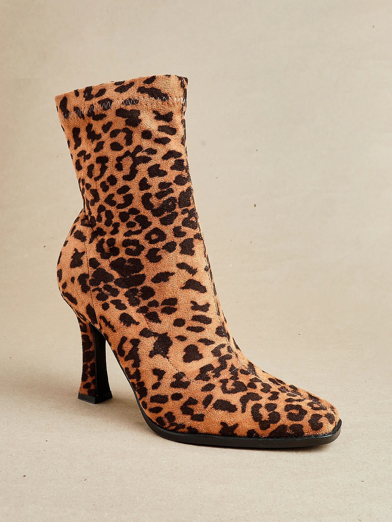 Noelle Leopard Heeled Sock Boots - Image 7