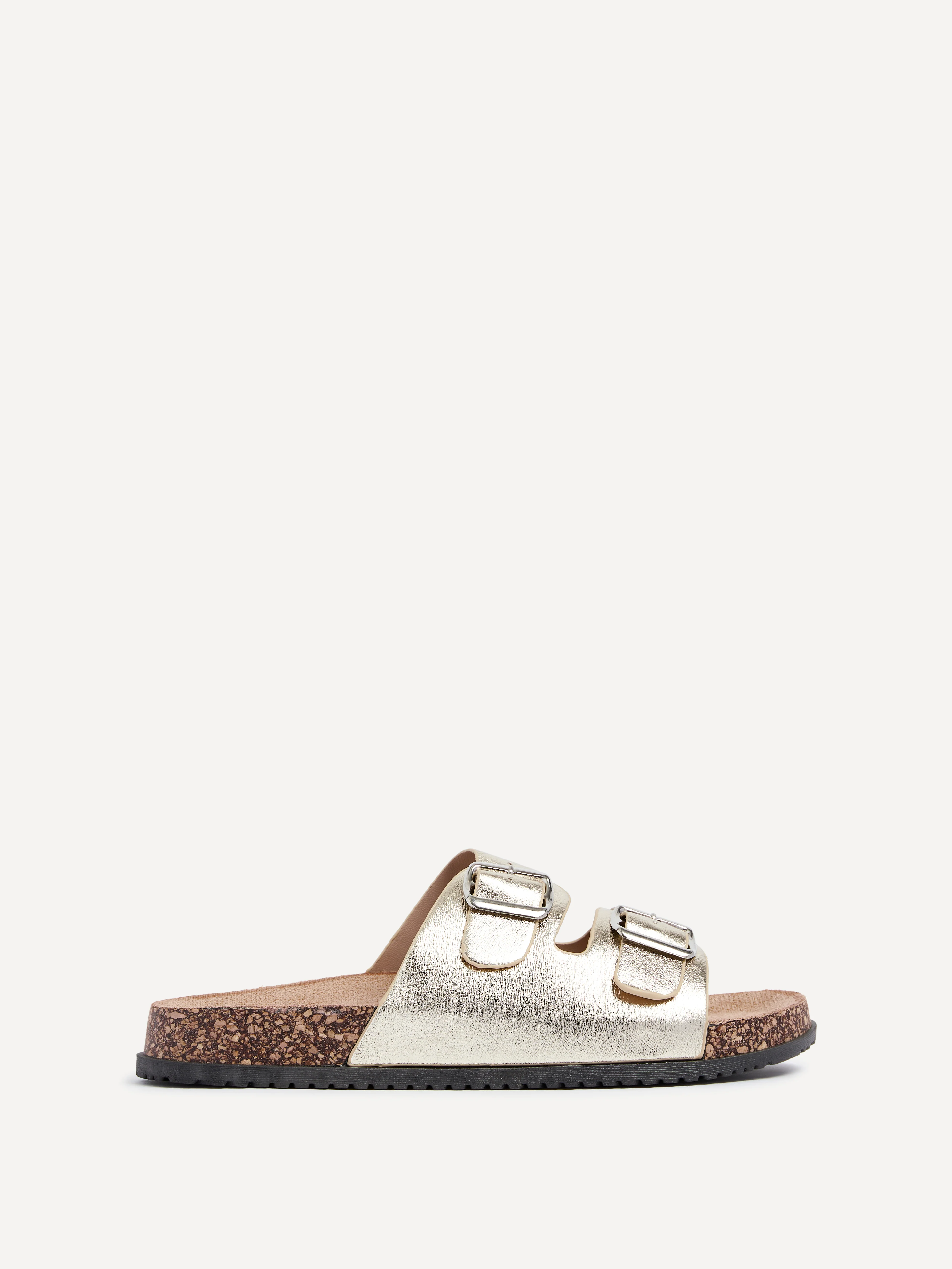 Northcote Gold Double Buckle Sandals - Image 2
