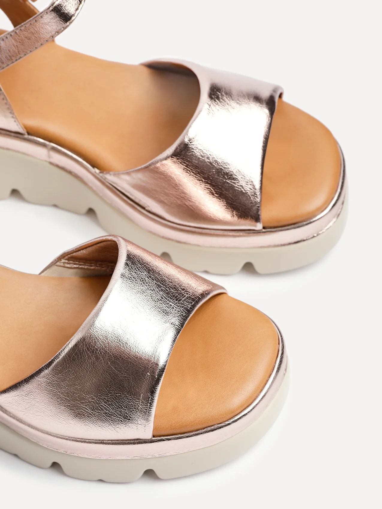 Nyla Rose Gold Platform Cleated Sandals - Image 5