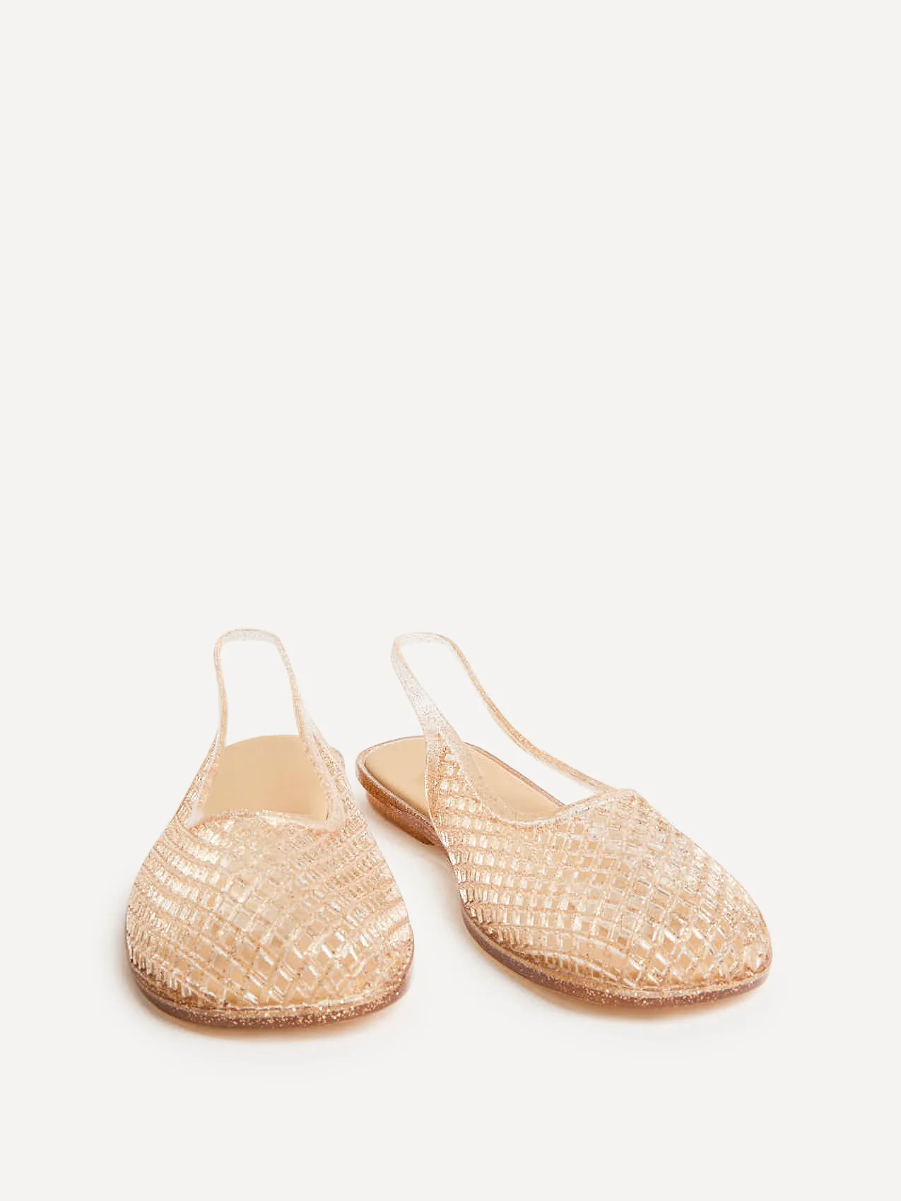 Oceana Nude Glitter Jelly Sling Back Sandals - Image 3