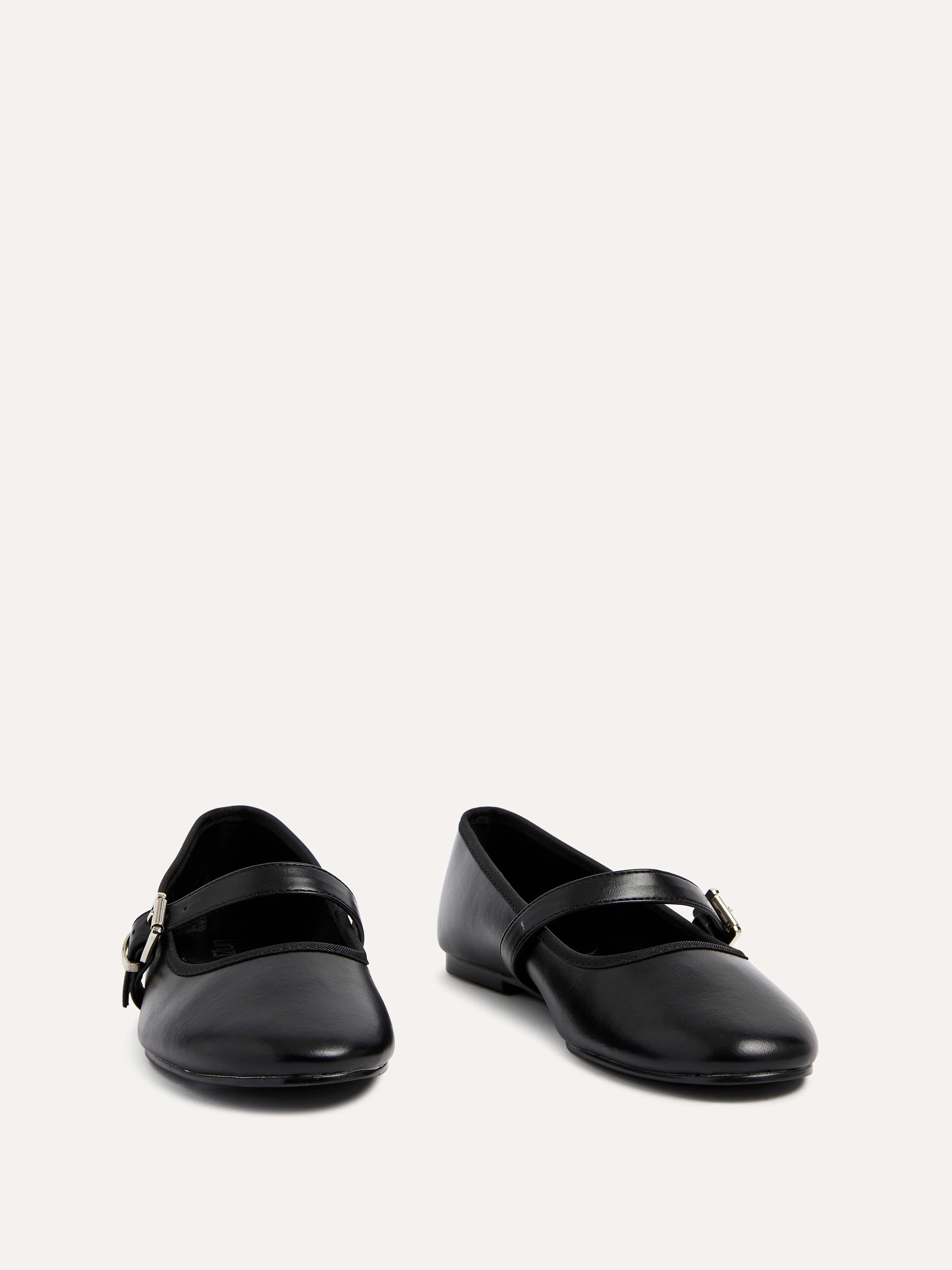 Odette Black Faux Leather Mary Jane Pumps - Image 2
