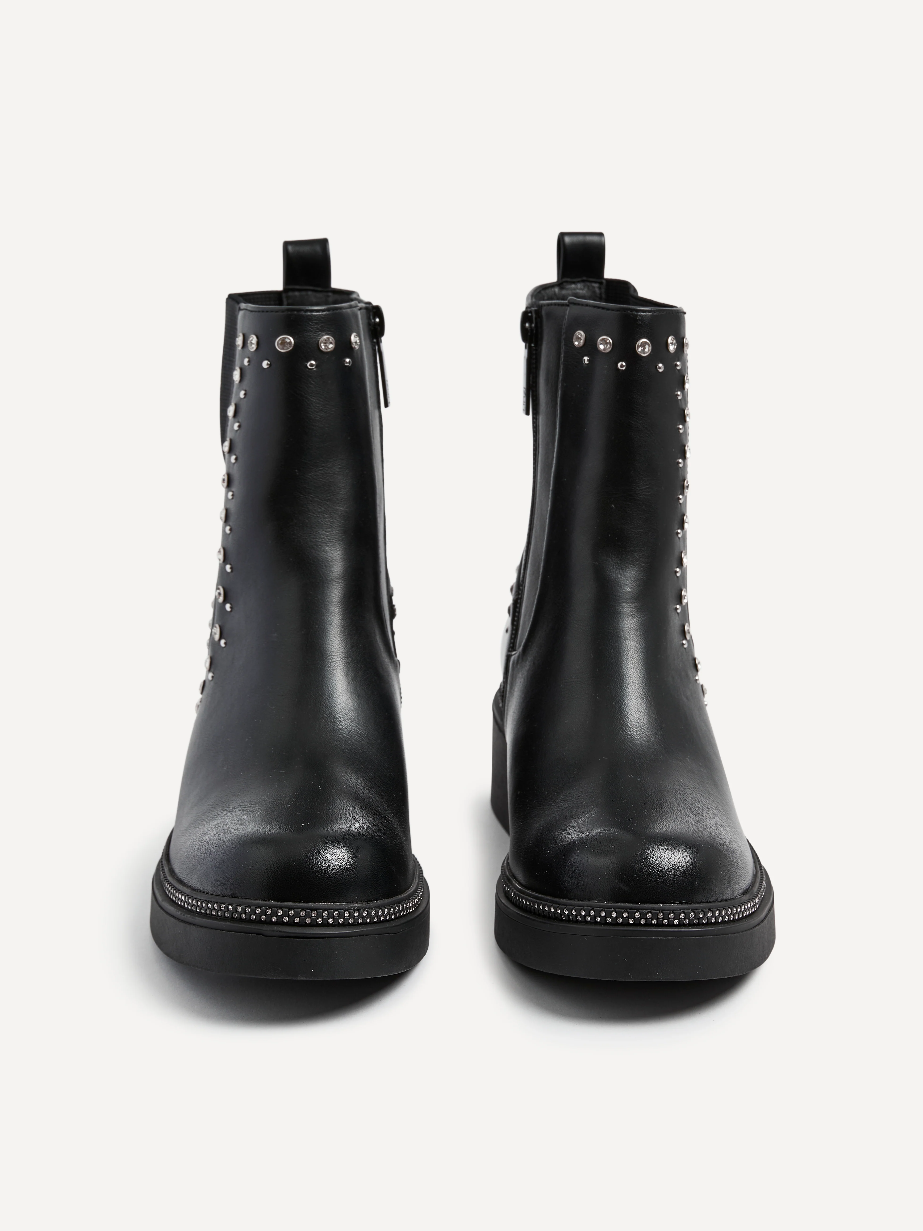 Optic Black Diamante Chelsea Boots - Image 4