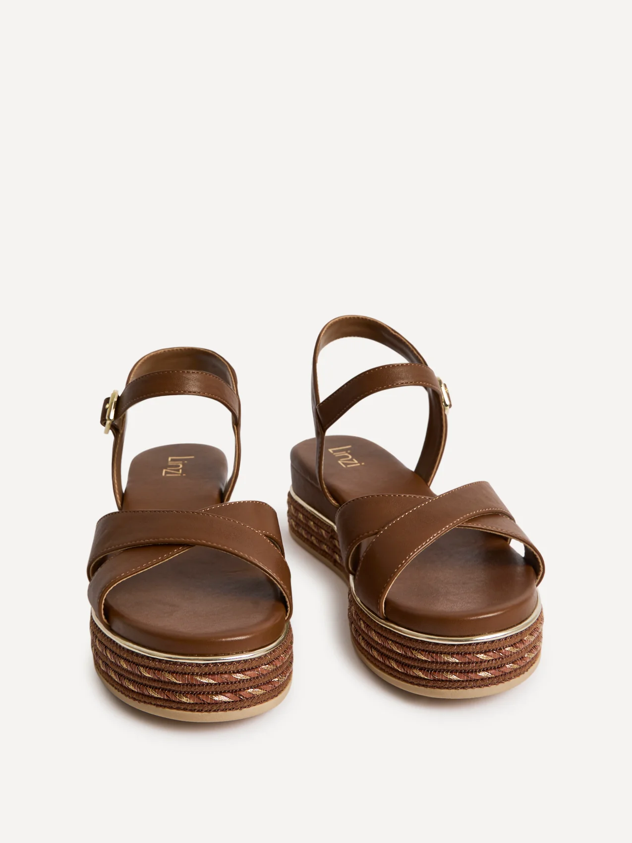 Orelle Brown Flatform Sandals - Image 3