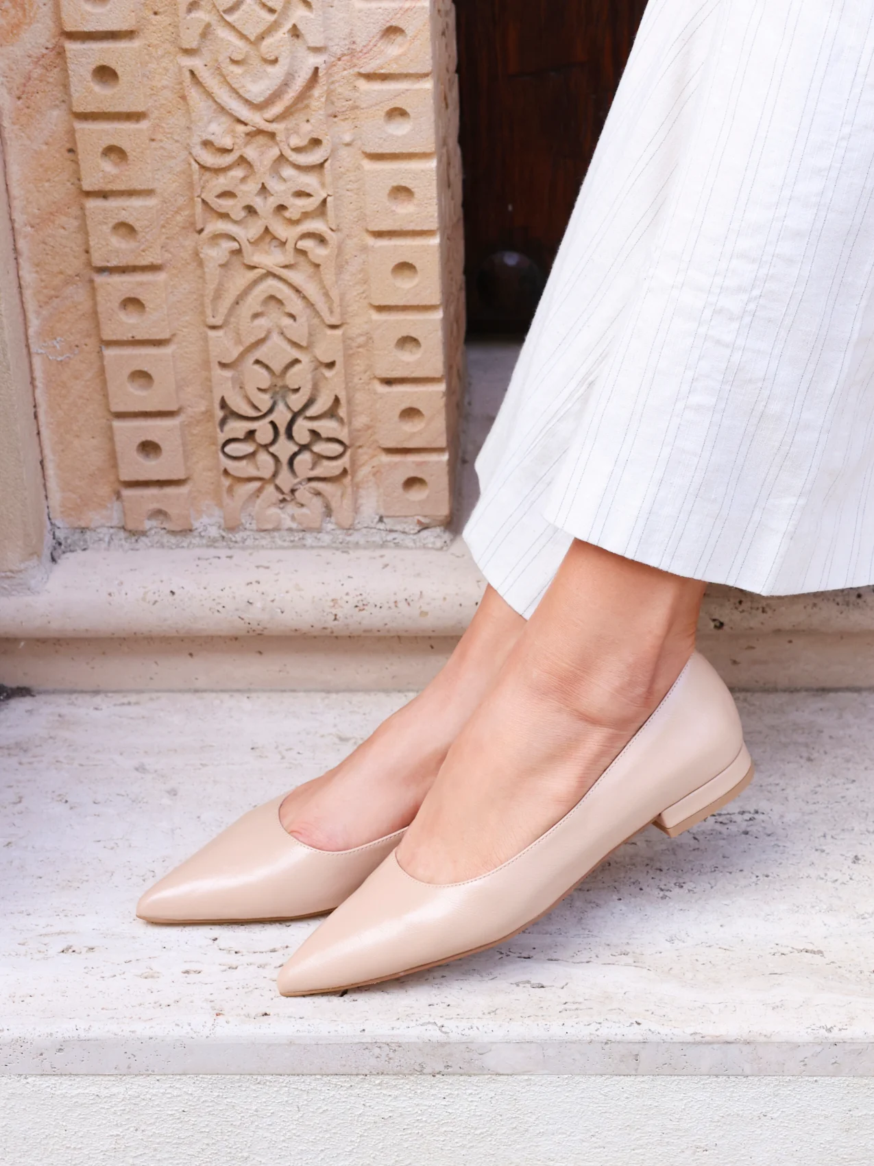 Orian Nude Faux Leather Ballet Flats - Image 6