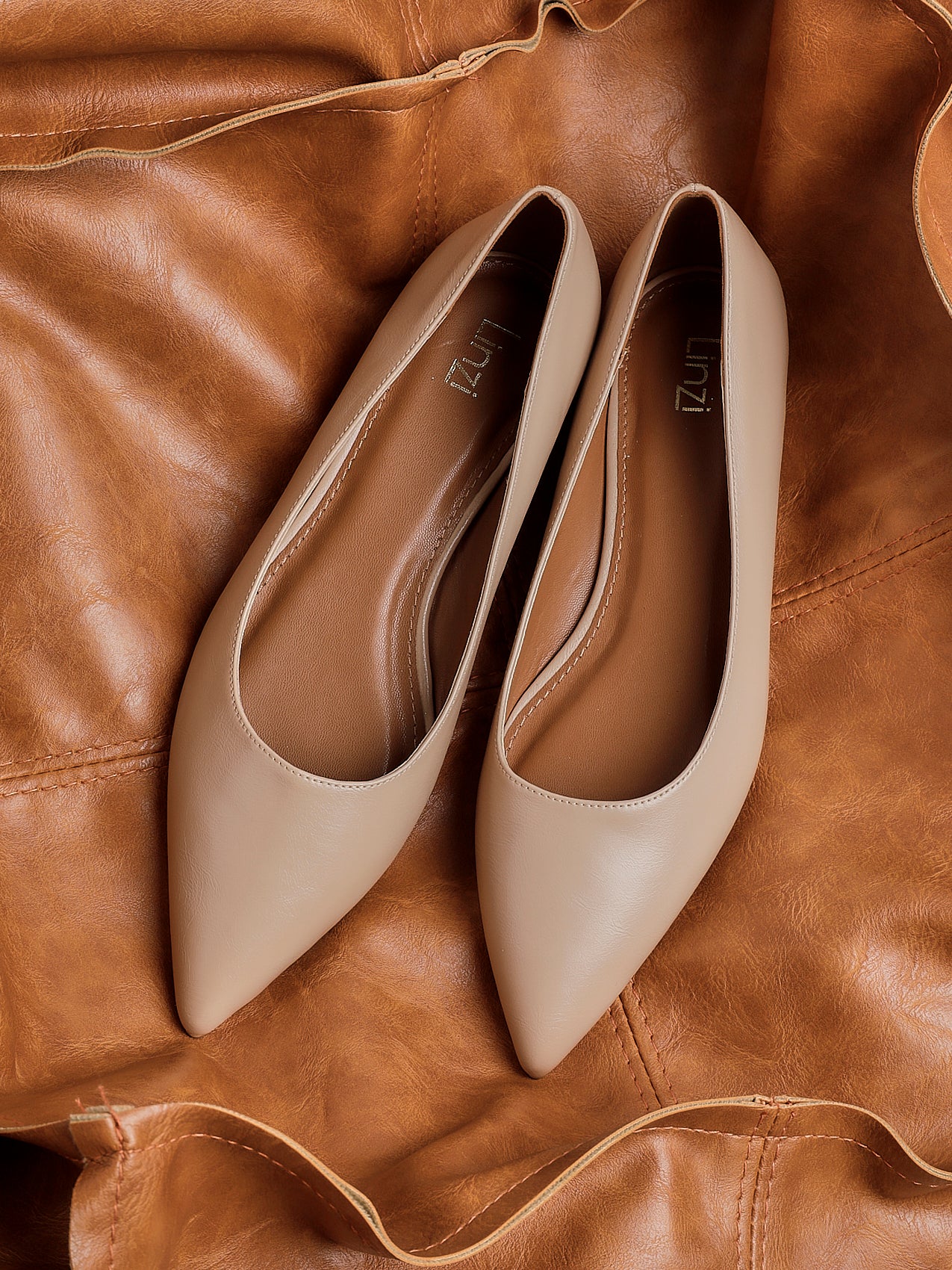 Orian Nude Faux Leather Ballet Flats - Image 7