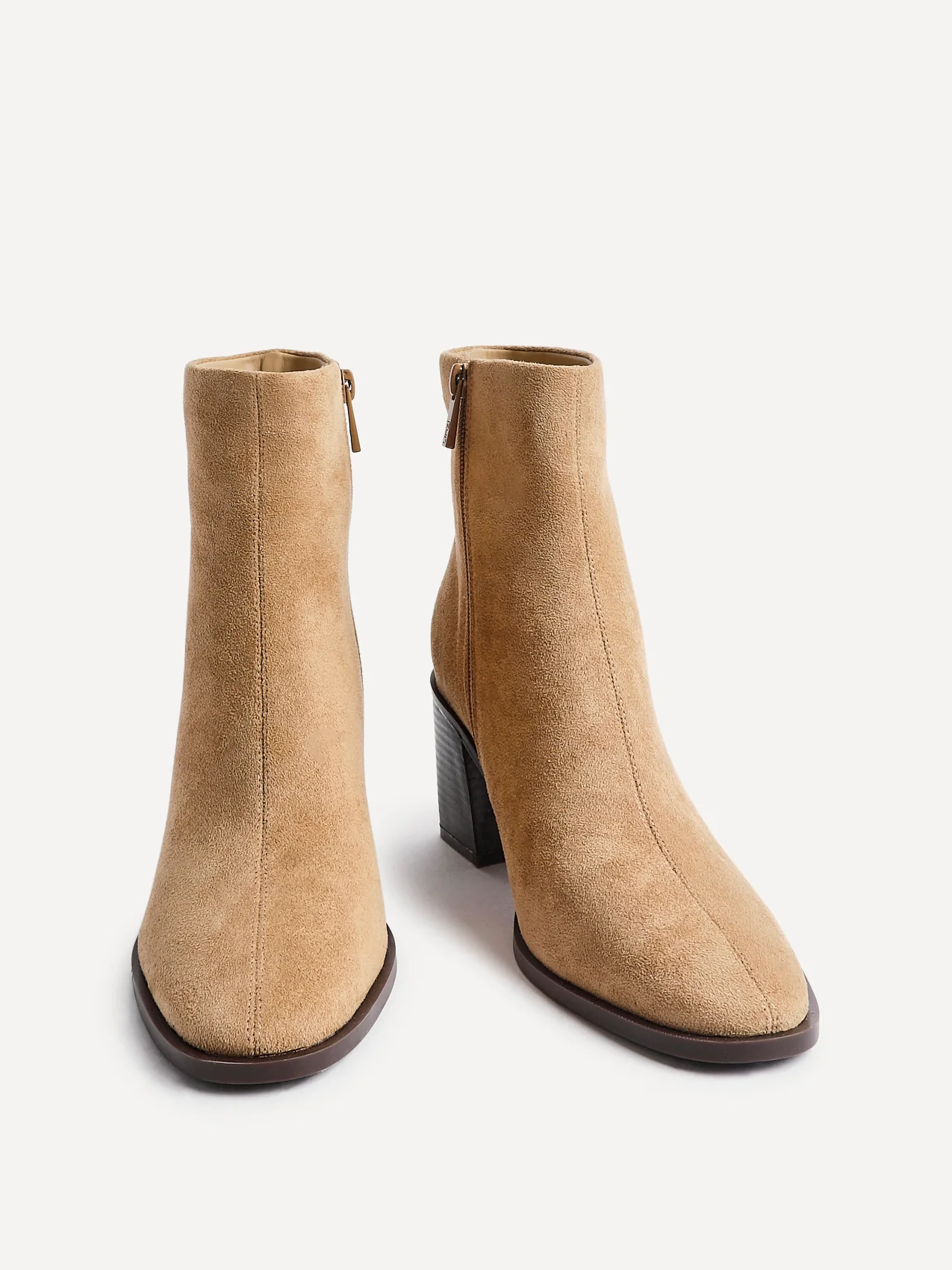 Orlando Beige Block Heeled Ankle Boots - Image 3
