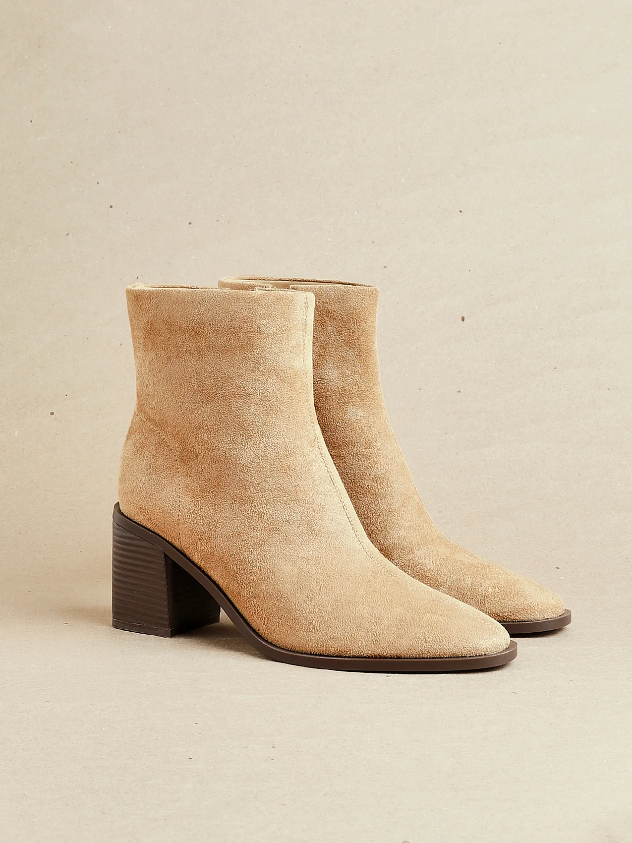 Orlando Beige Block Heeled Ankle Boots - Image 6