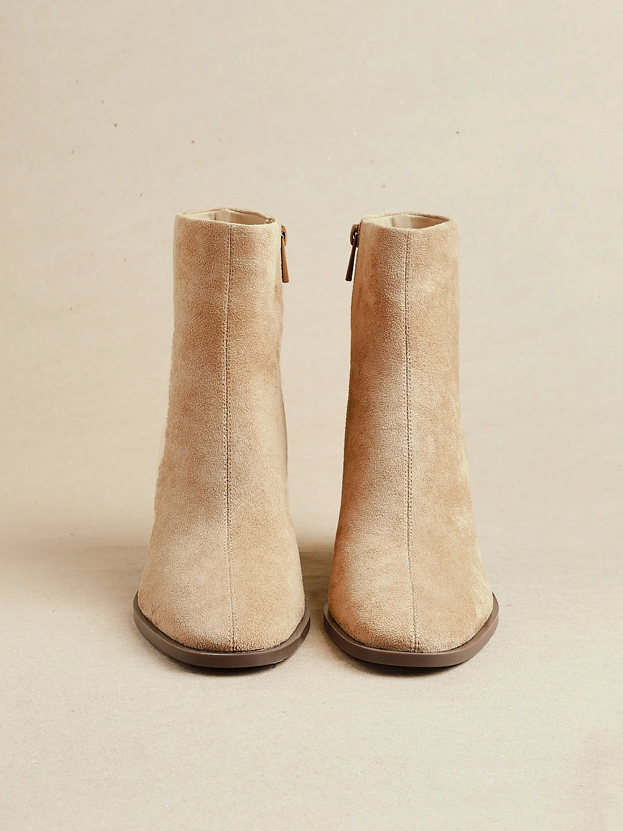 Orlando Beige Block Heeled Ankle Boots - Image 7