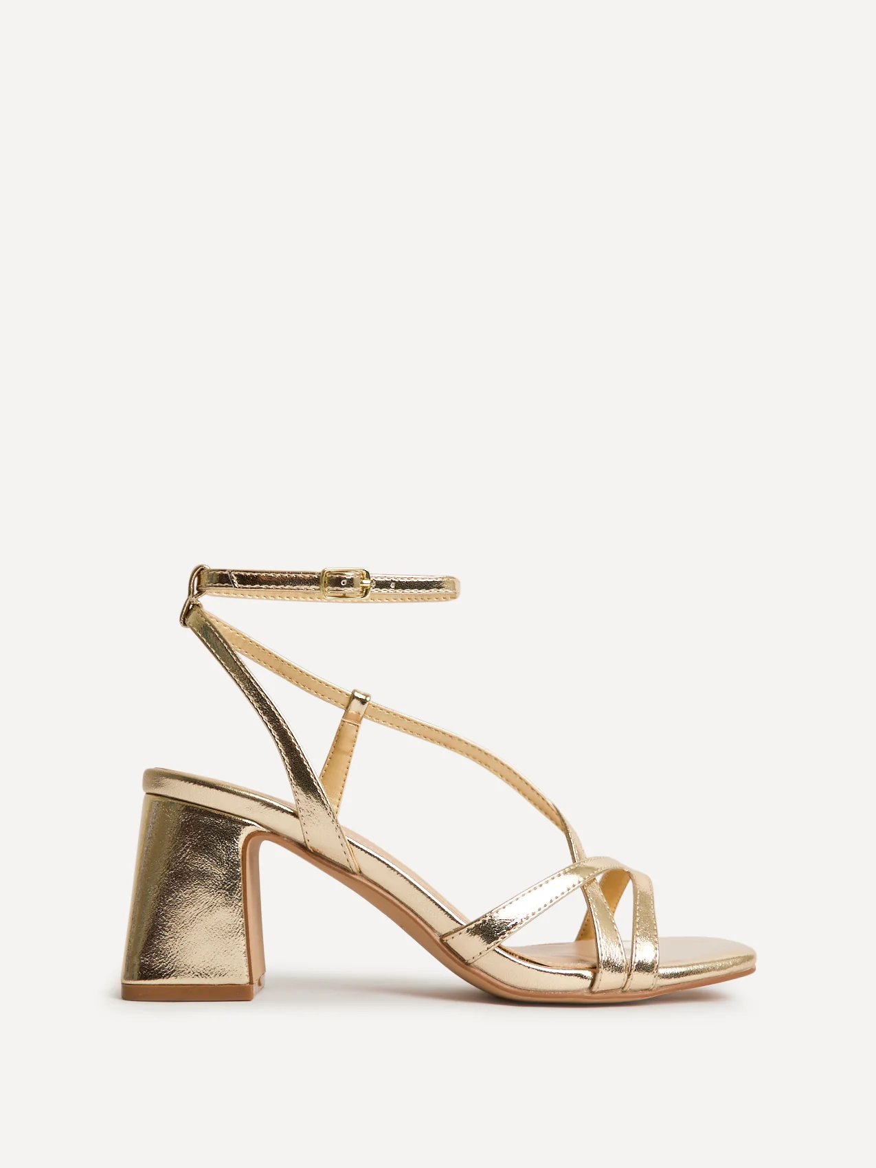 Oslo Gold Faux Leather Heeled Sandals - Image 2