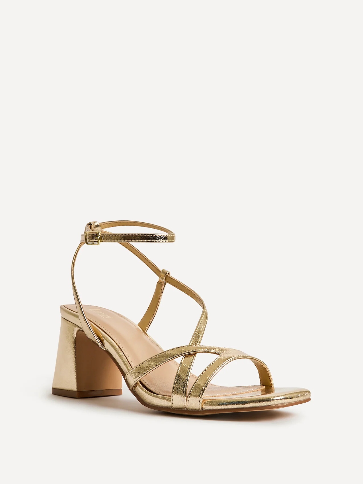 Oslo Gold Faux Leather Heeled Sandals - Image 5
