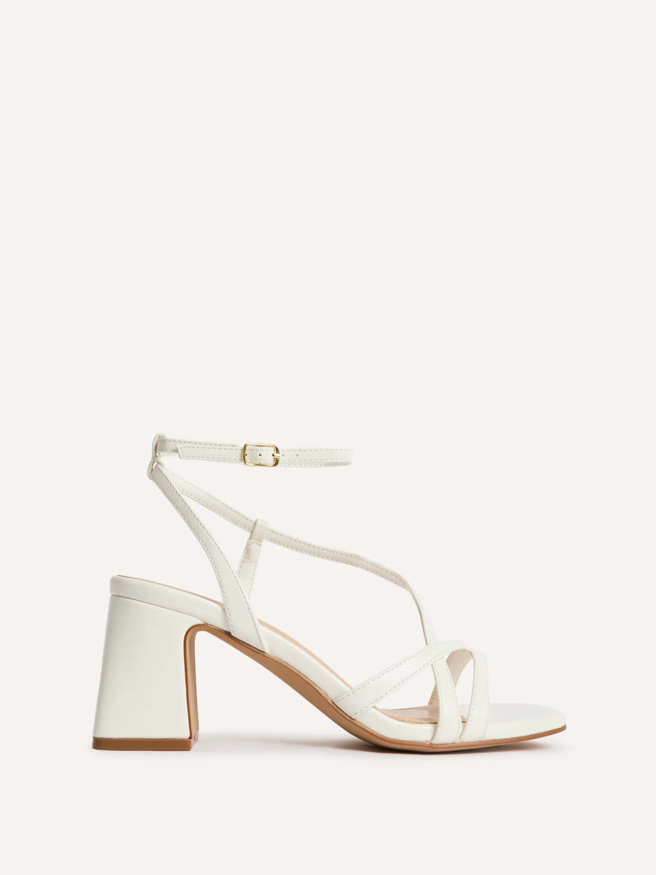 Oslo White Faux Leather Heeled Sandals - Image 2