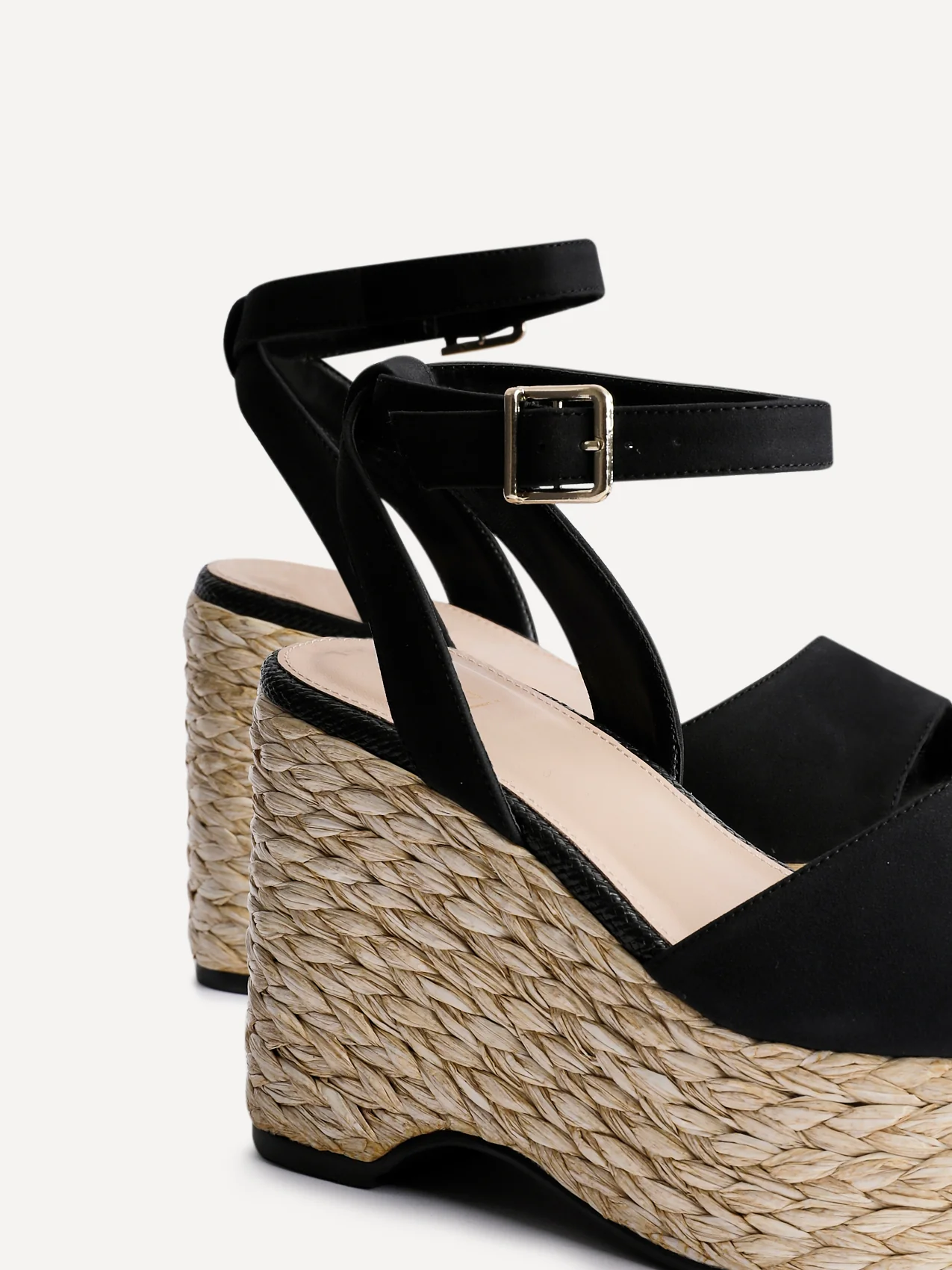 Pacific Black Faux Suede Platform Wedges - Image 3