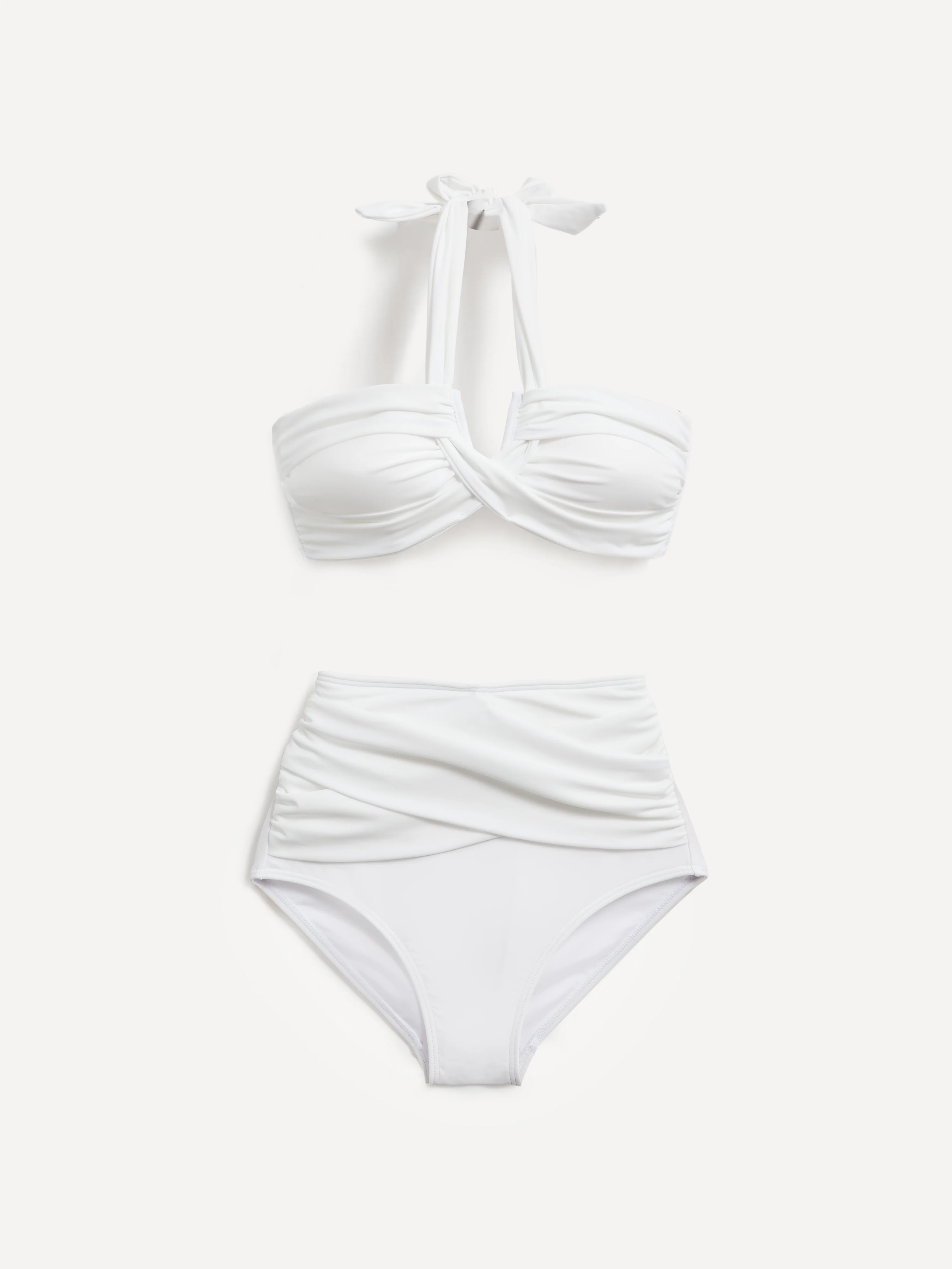 Palma White Bandeau High Waisted Bikini - Image 2