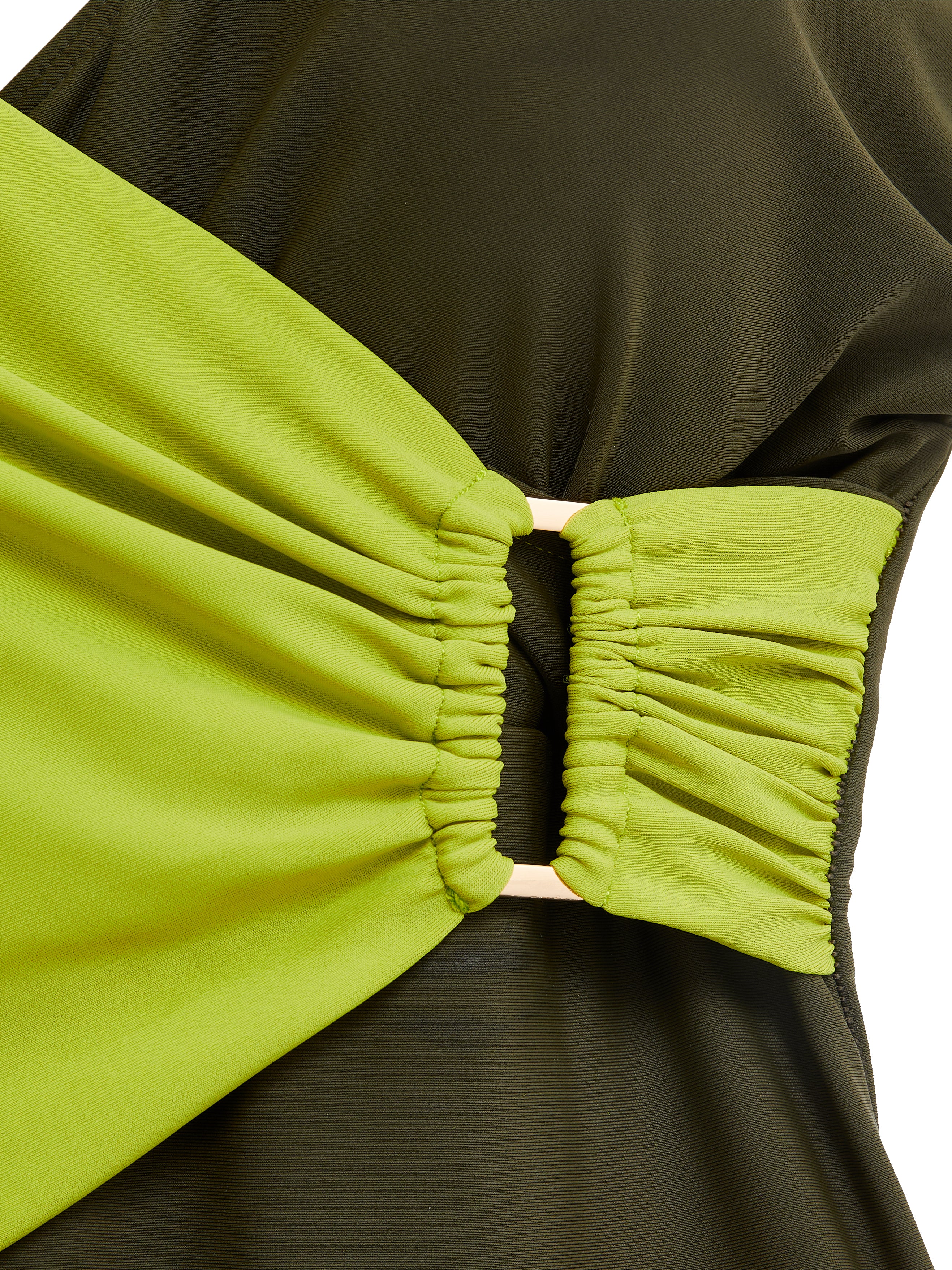 Paloma Linzi Swim Khaki & Lime Wrap Swimsuit - Image 3