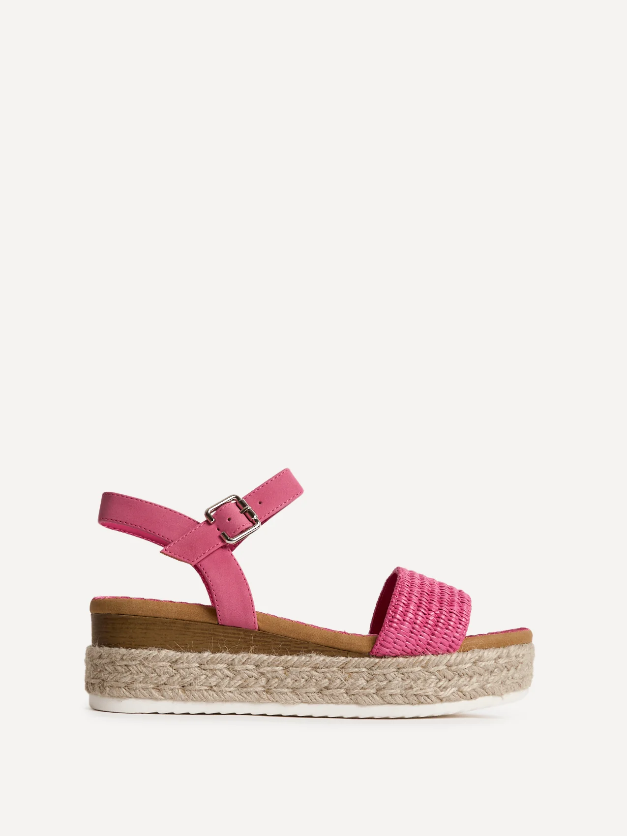 Panama Fuchsia Raffia Espadrille Flatform Sandals - Image 2