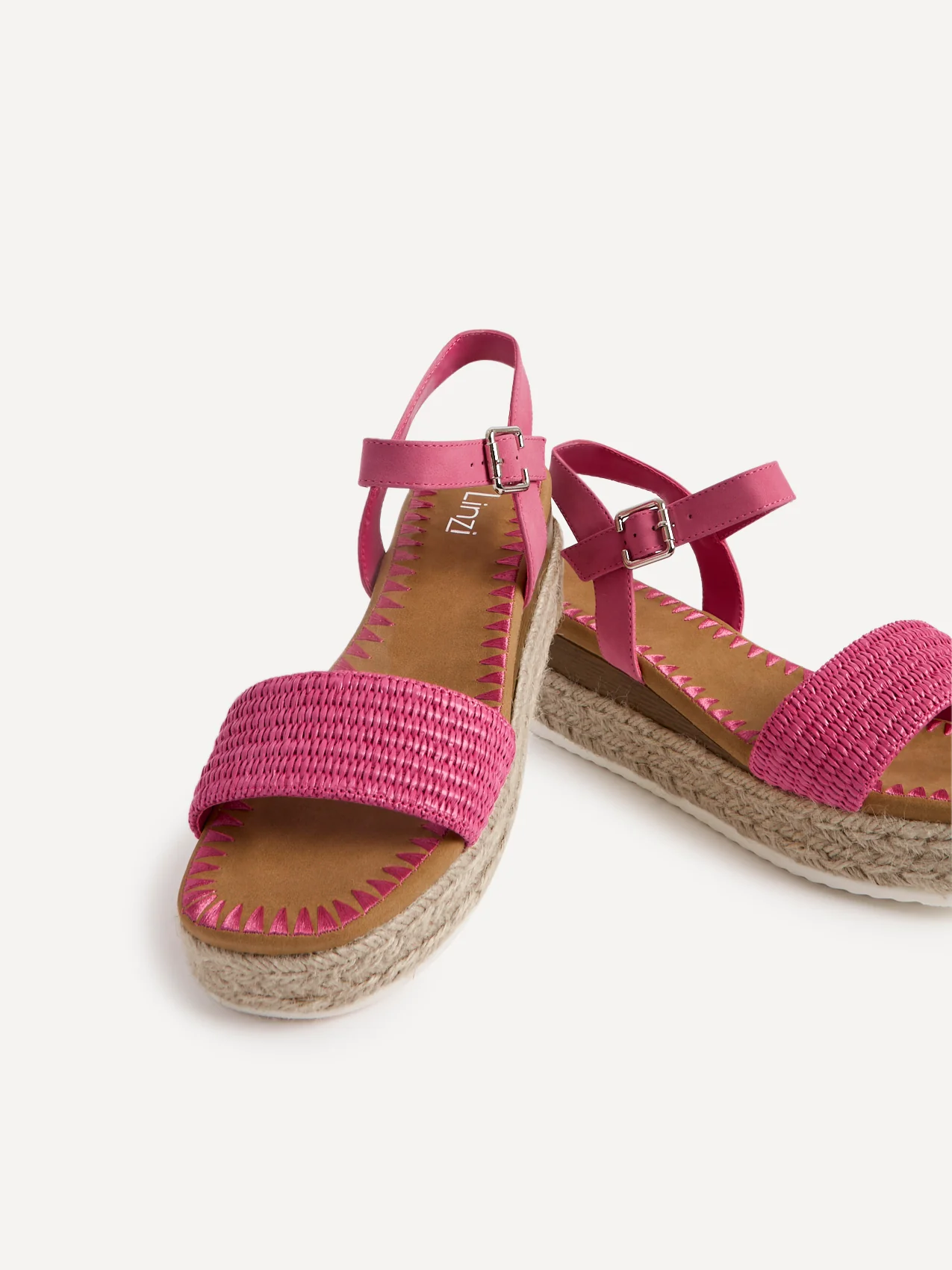 Panama Fuchsia Raffia Espadrille Flatform Sandals - Image 5