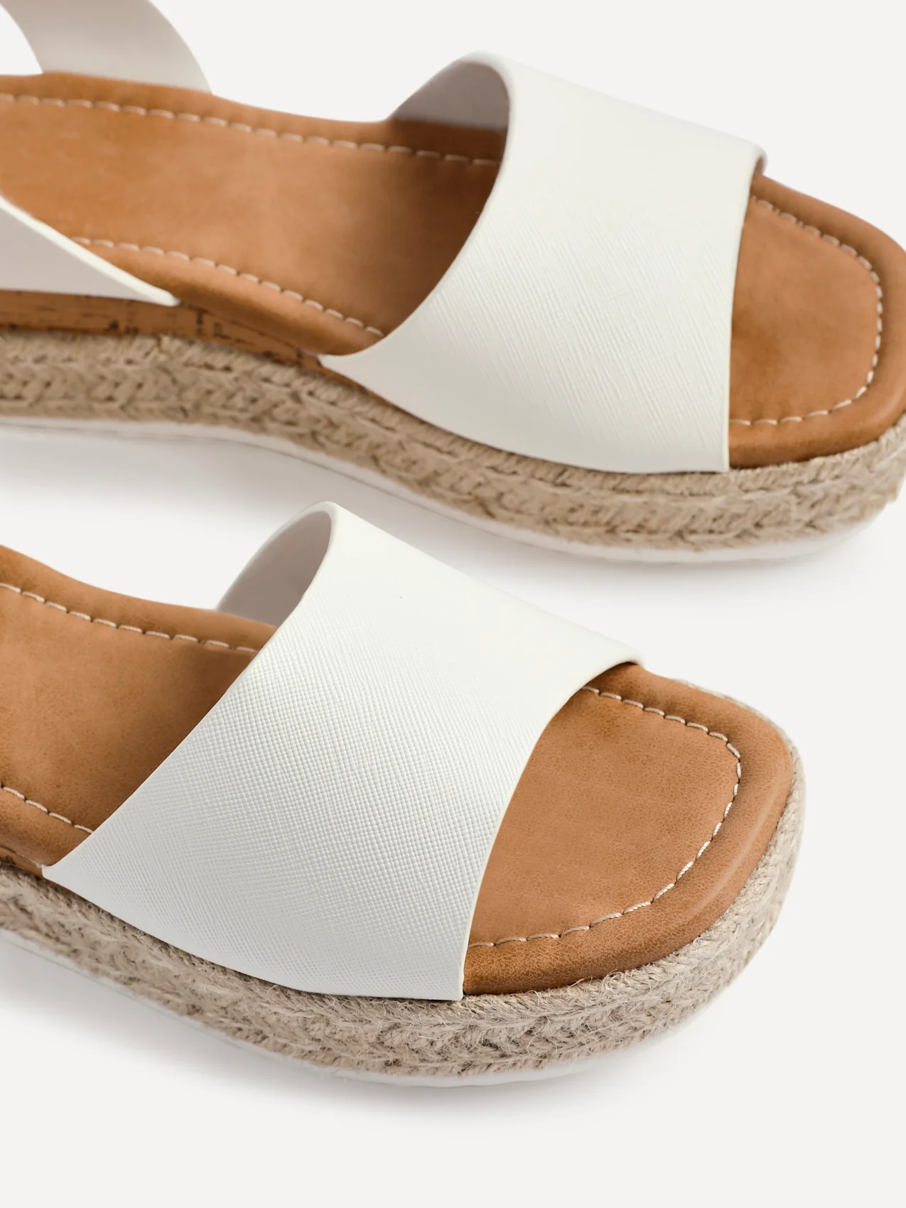 Paradise White Espadrille Flatform Sandals - Image 4