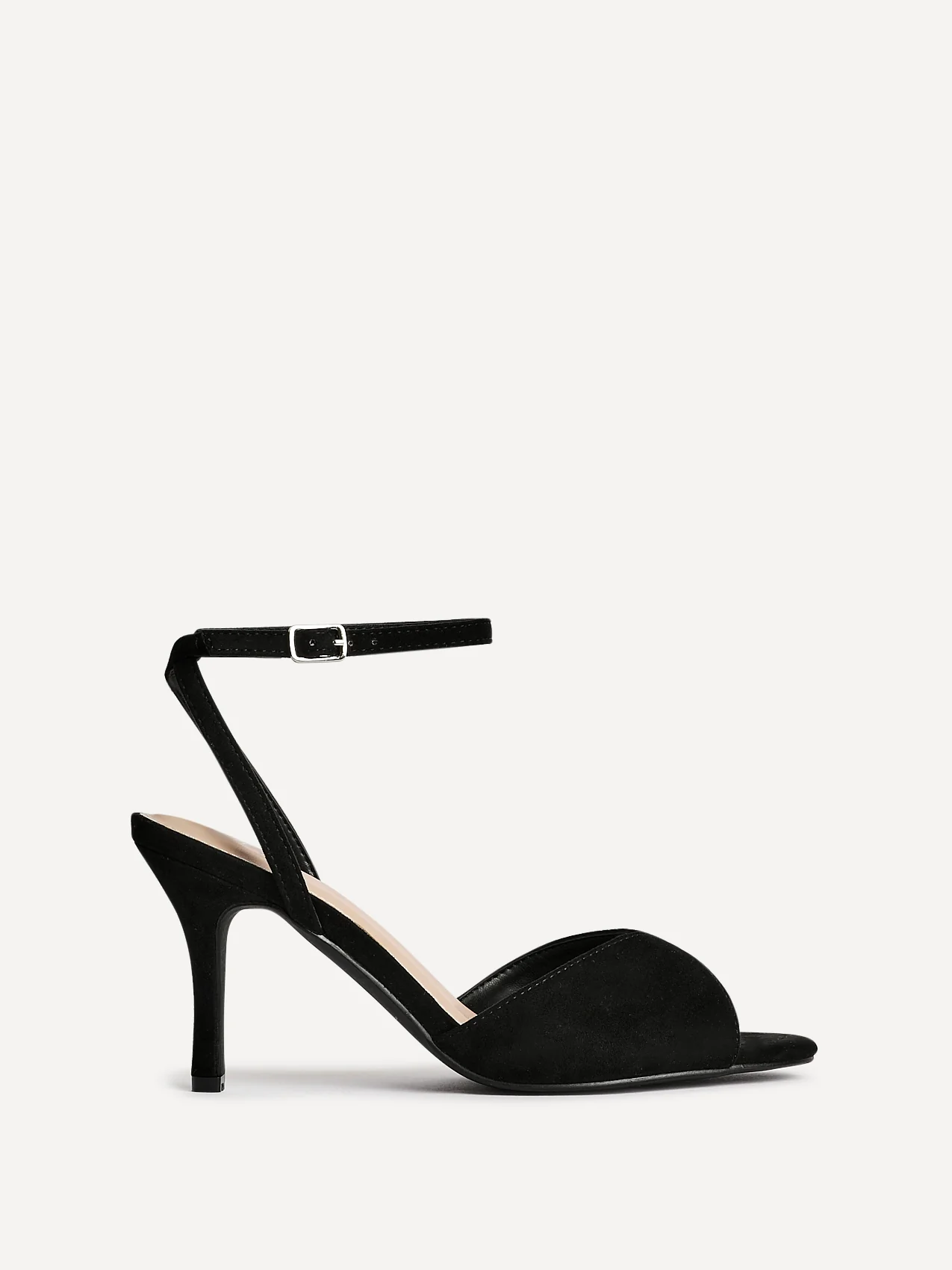 Parlour Black Faux Suede Peep Toe Heels - Image 2