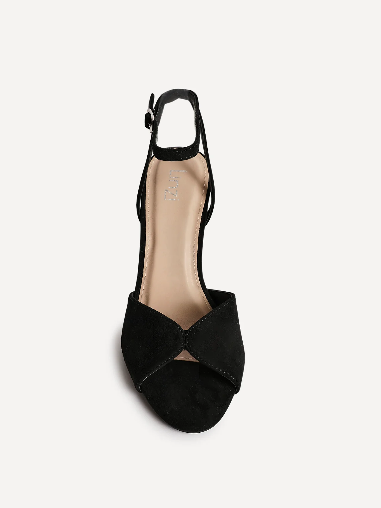 Parlour Black Faux Suede Peep Toe Heels - Image 4