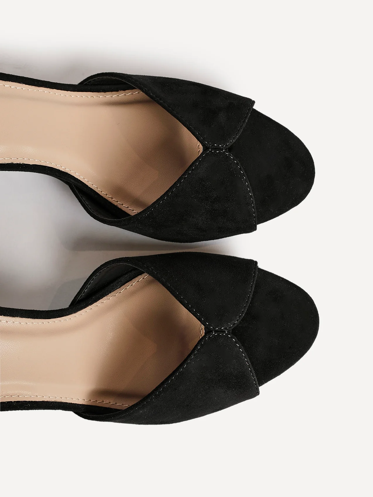 Parlour Black Faux Suede Peep Toe Heels - Image 5