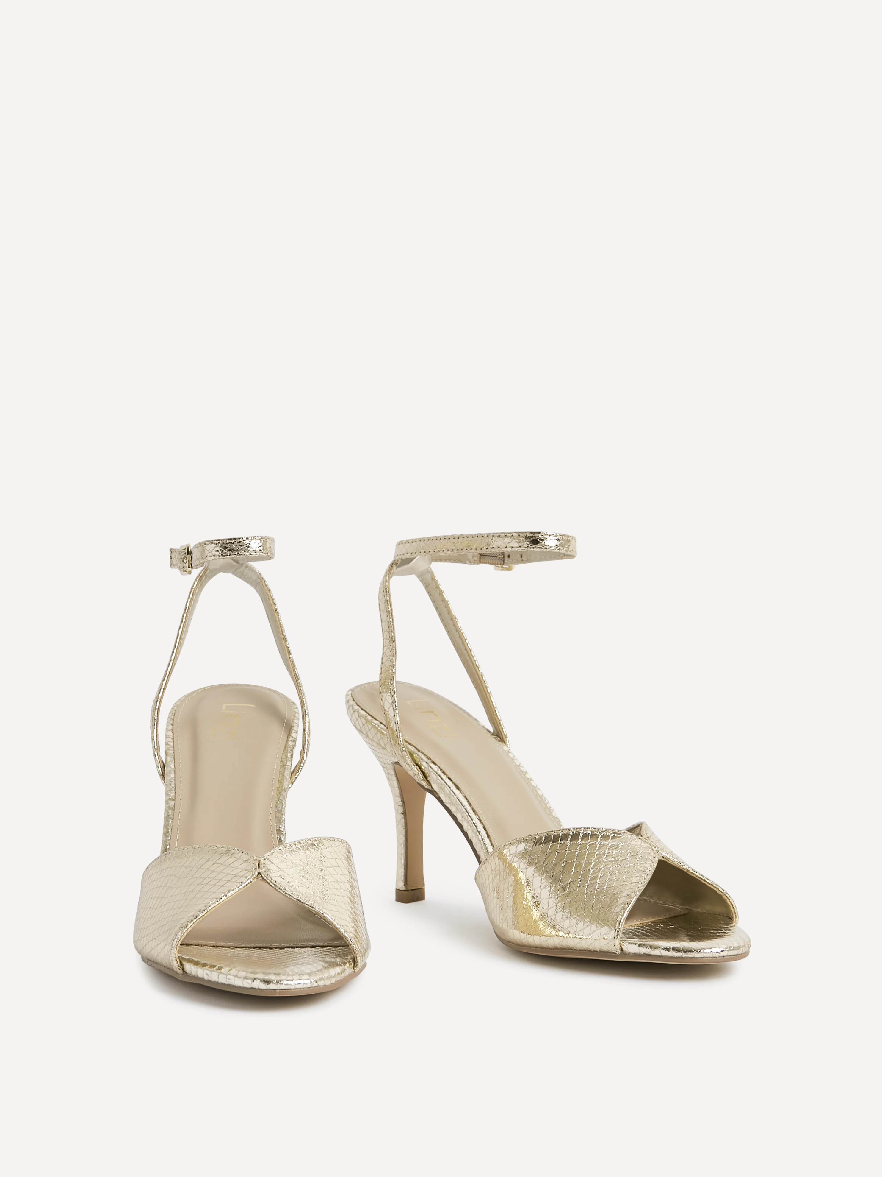 Parlour Gold Faux Leather Peep Toe Heels - Image 3