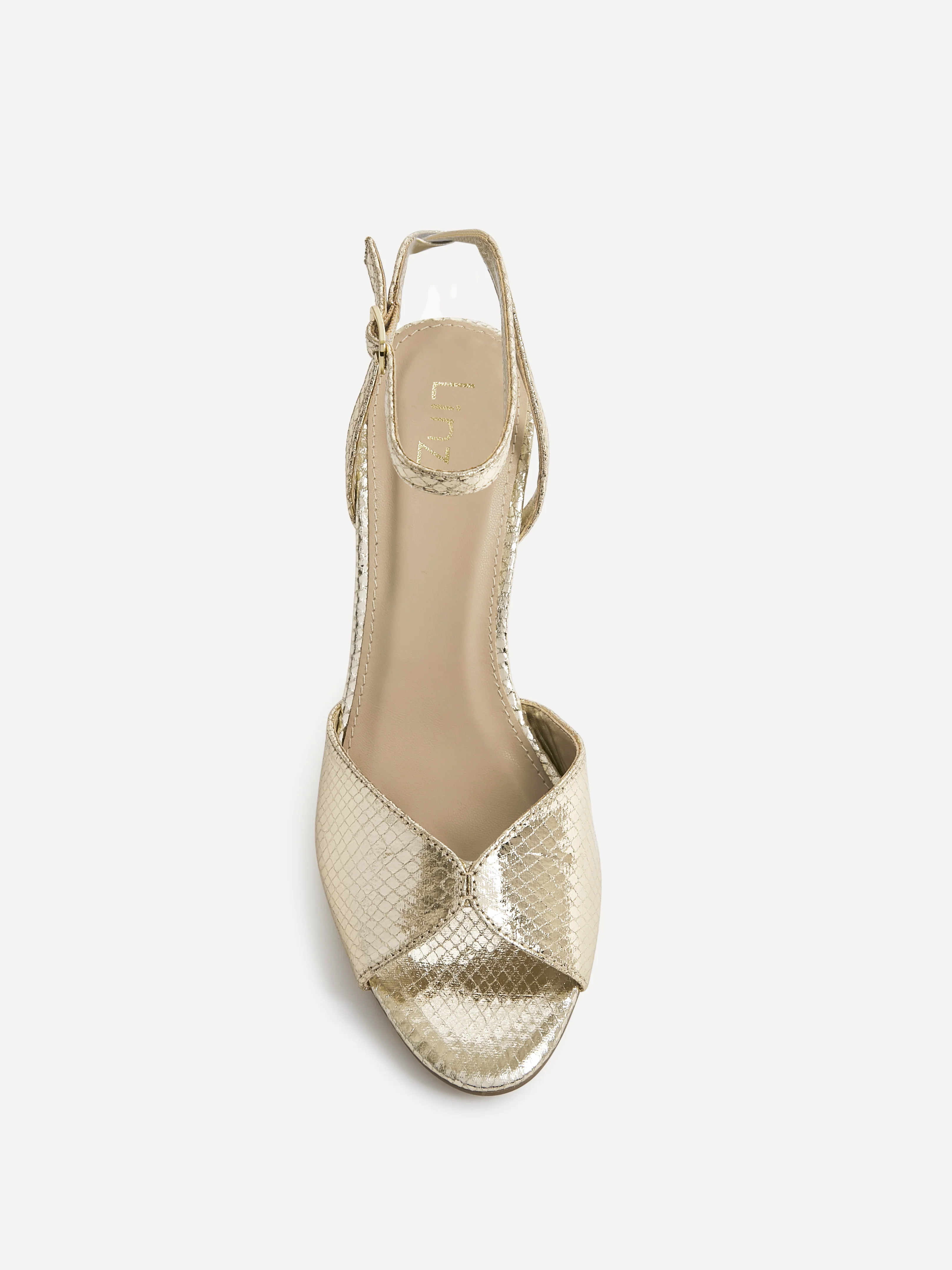 Parlour Gold Faux Leather Peep Toe Heels - Image 4